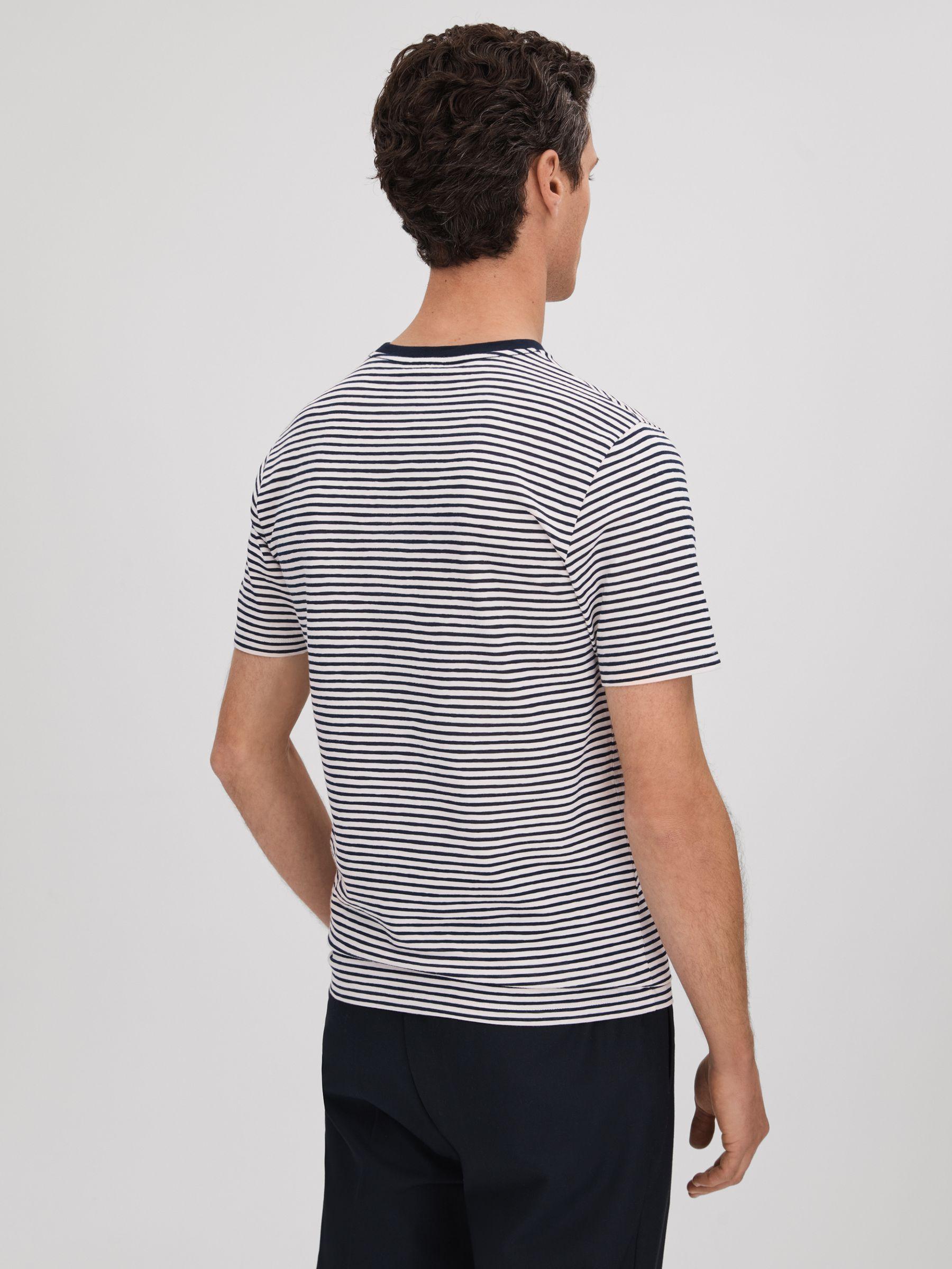 Striped Crew Neck T-Shirt in Navy/White Product Image