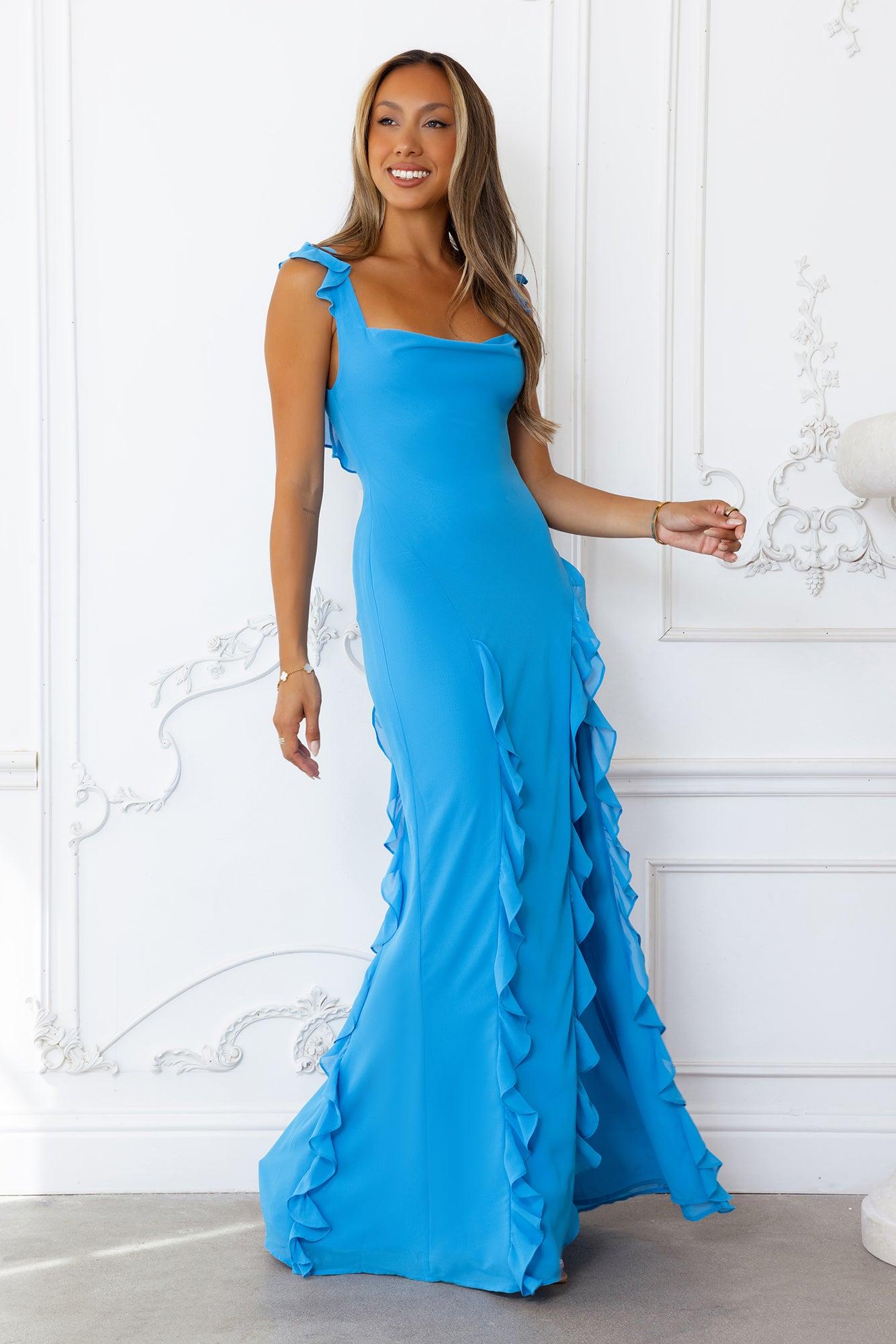 All Night Affair Maxi Dress Blue Product Image