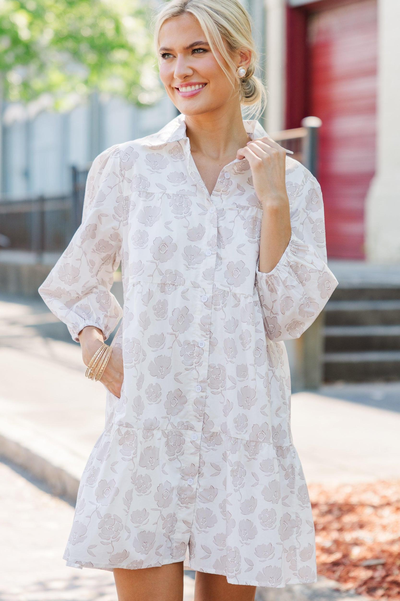 On Your Way Off White Floral Babydoll Dress Female Product Image