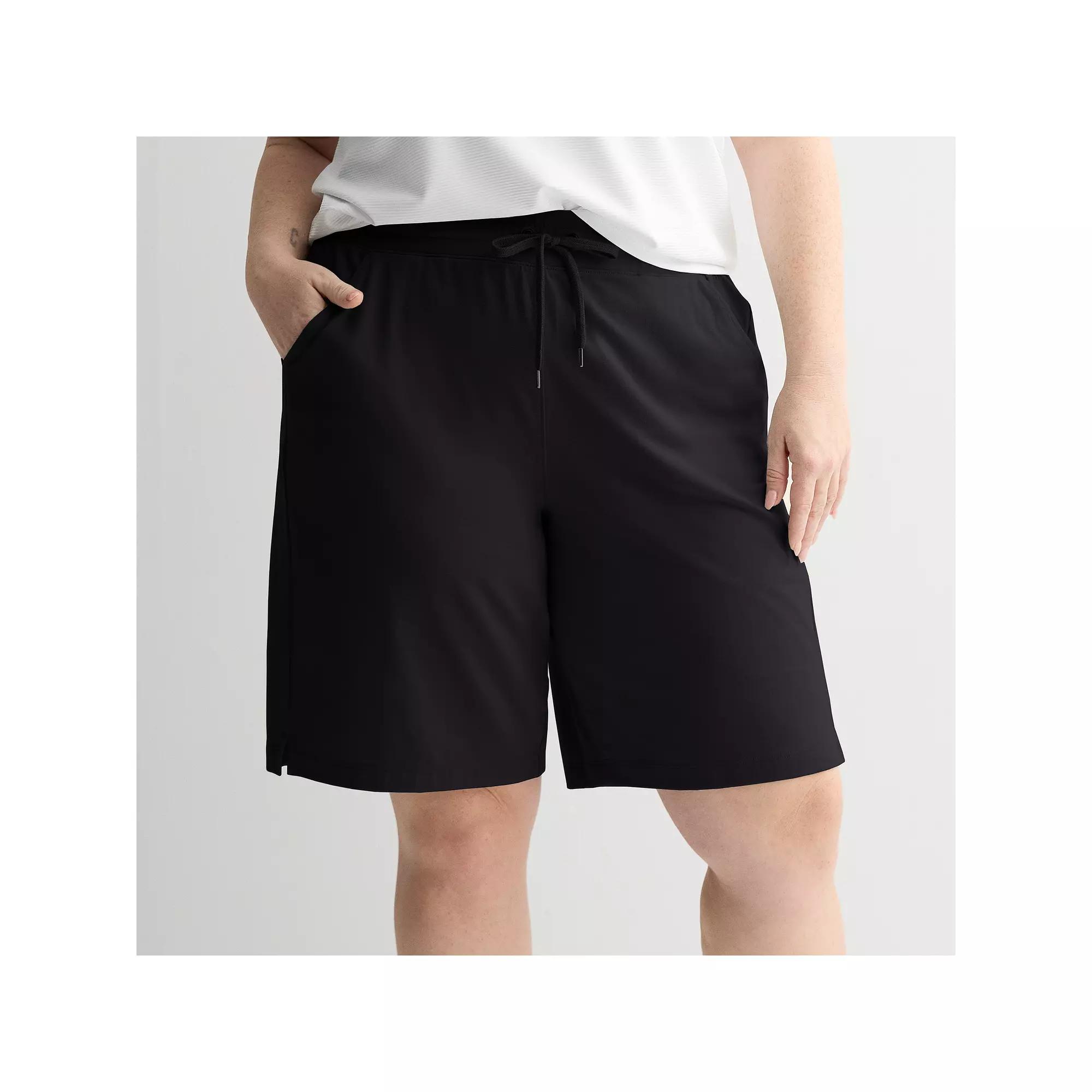 Plus Size Tek Gear® Essential Elastic Waist Bermuda Shorts, Women's, Size: 4XL, Mineral Black Product Image
