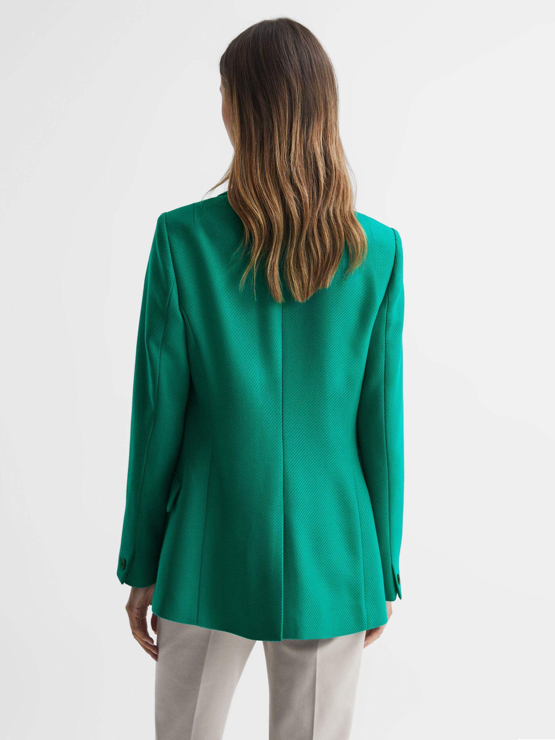Single Breasted Twill Blazer in Green Product Image
