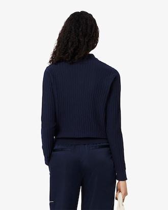 Regular Fit Ribbed Knit Polo Shirt Product Image