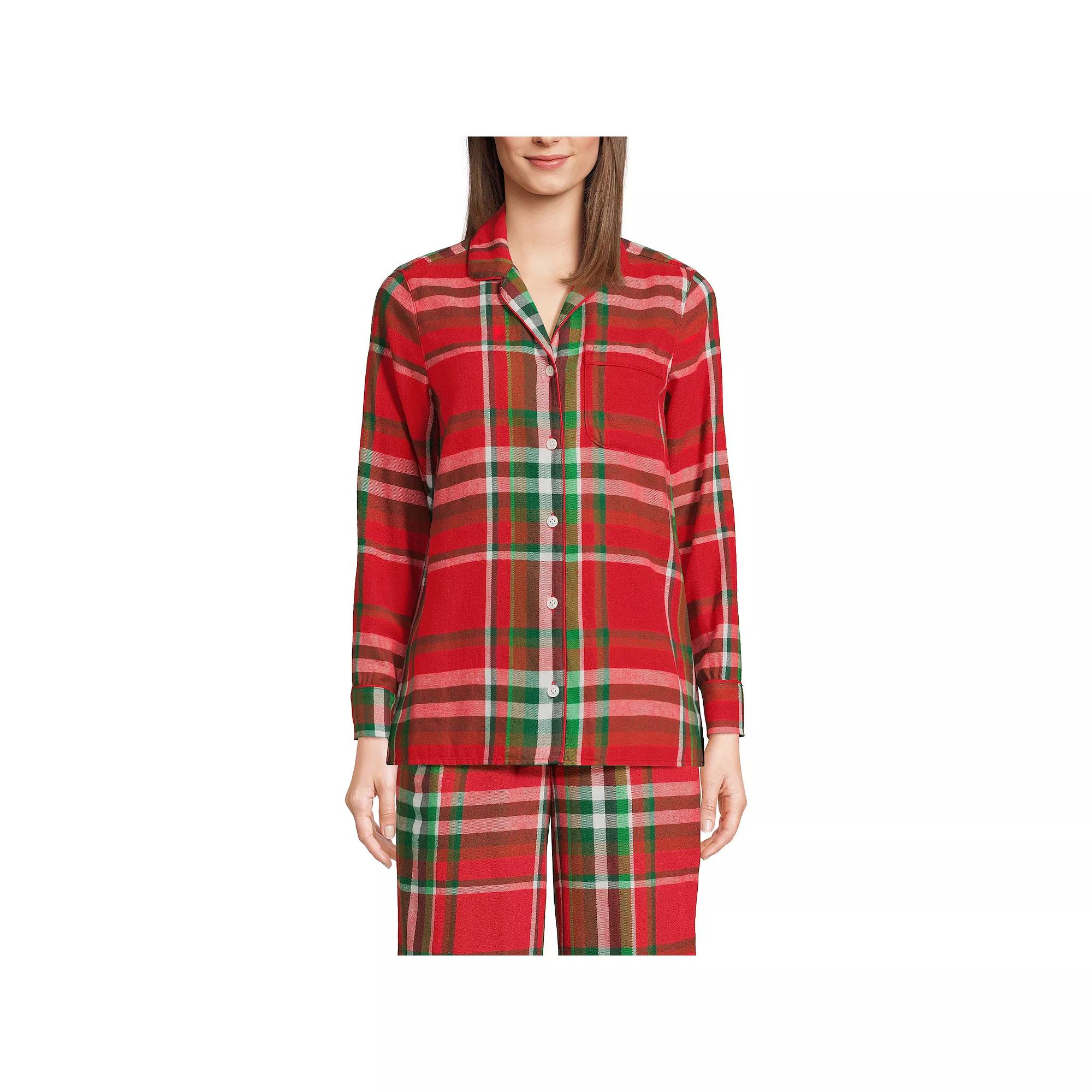 Women's Lands' End Long Sleeve Flannel Pajama Top,  Product Image