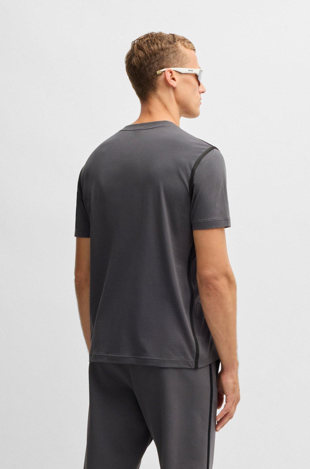 Stretch-cotton T-shirt with tape trims Product Image