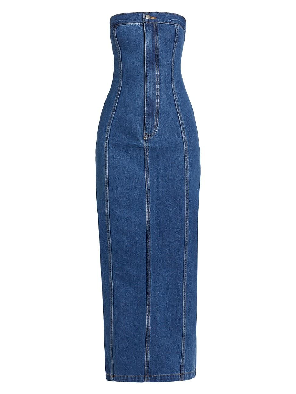 Womens Leopol Denim Strapless Maxi Dress Product Image