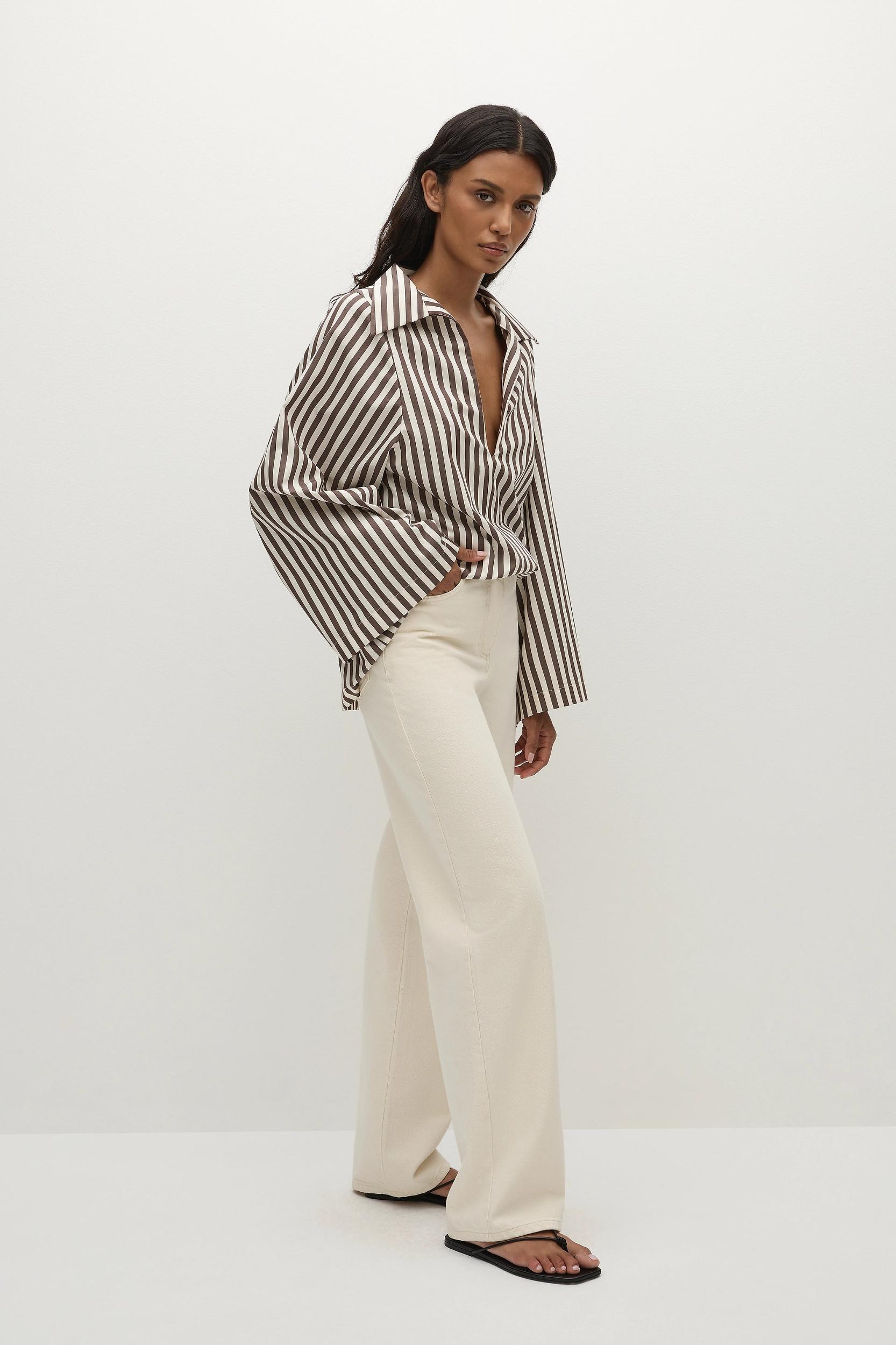 Vera Maxi Dress Norway Stripe Espresso - Final Sale Product Image