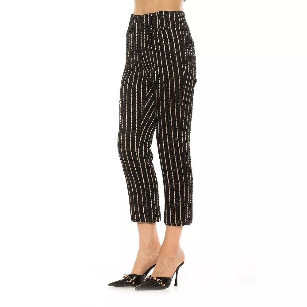Women's ALEXIA ADMOR Clio Stripe Pants with Contrast Welt Pocket Detail, Size: 14, Black Pinstripe Product Image