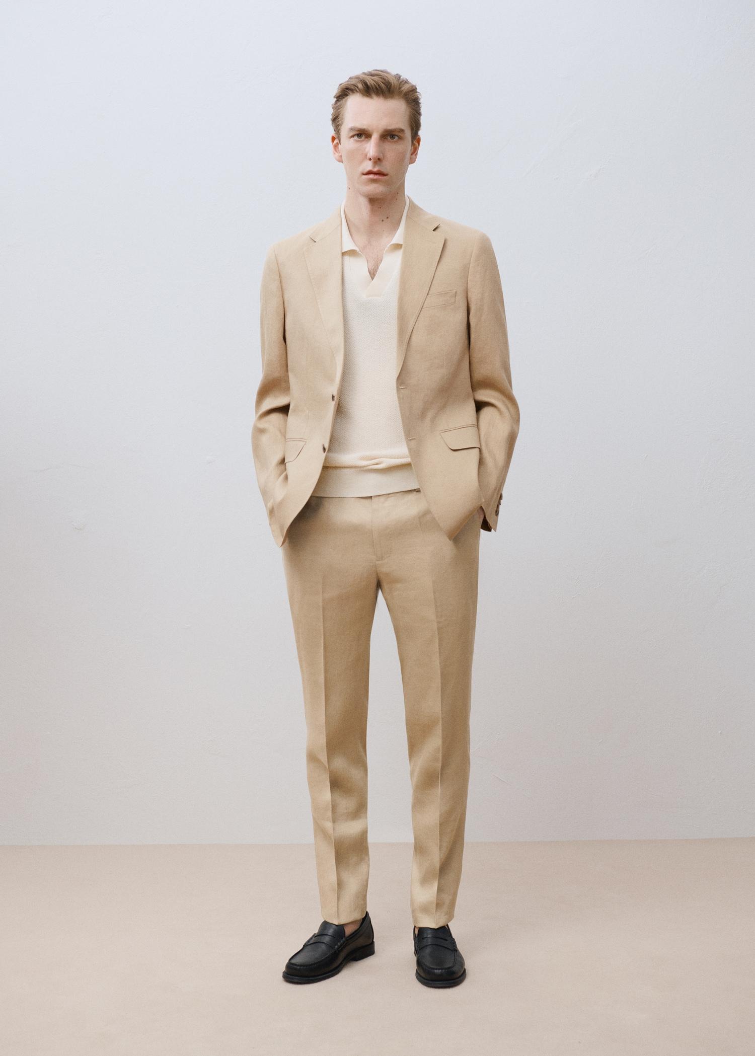 Amalfi 100% linen slim-fit suit pants - Men | MANGO USA Product Image