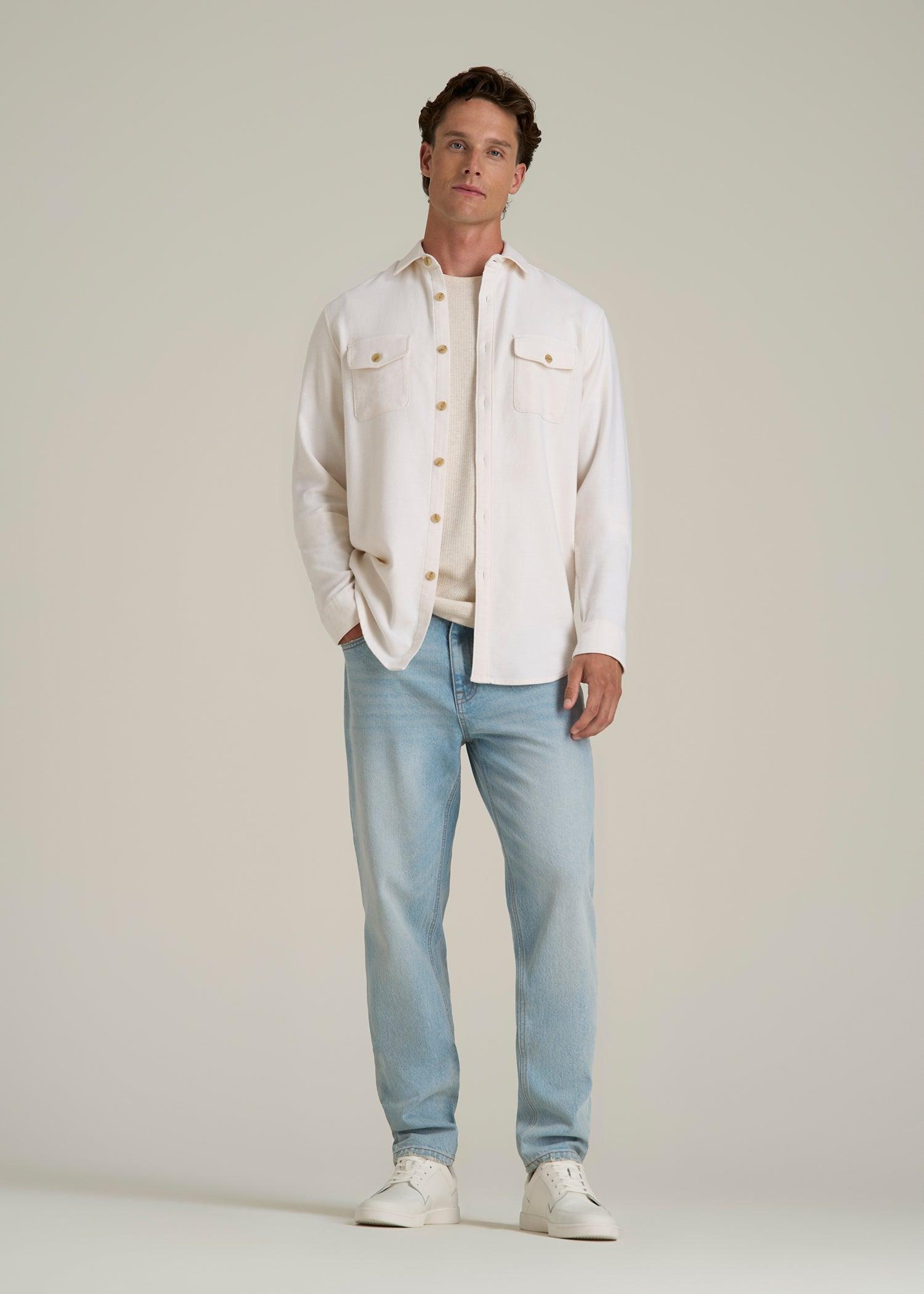 Everyday Comfort Terry Overshirt for Tall Men in White Swan Male Product Image