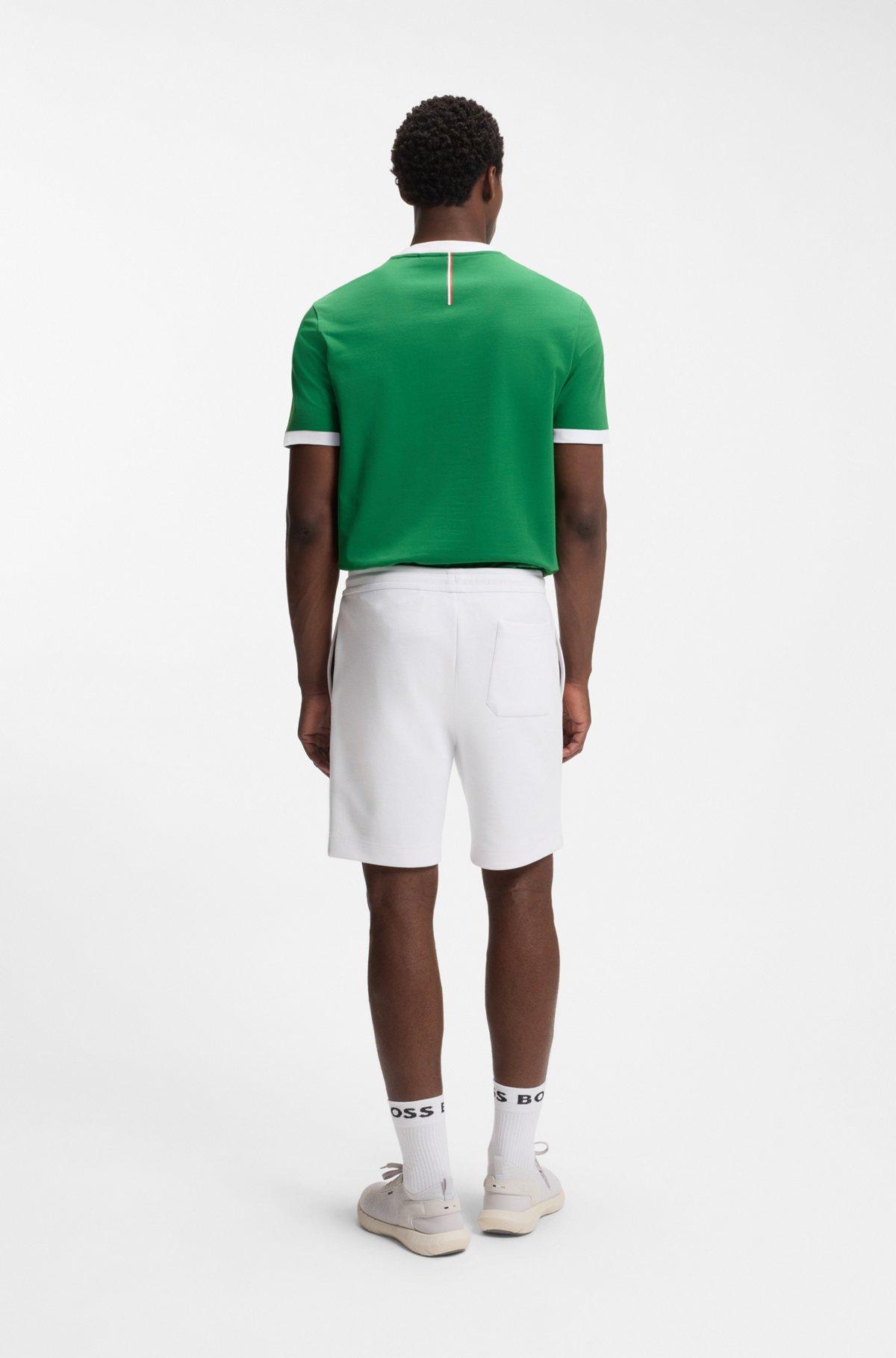 Stretch-cotton T-shirt with country flag and logo Product Image