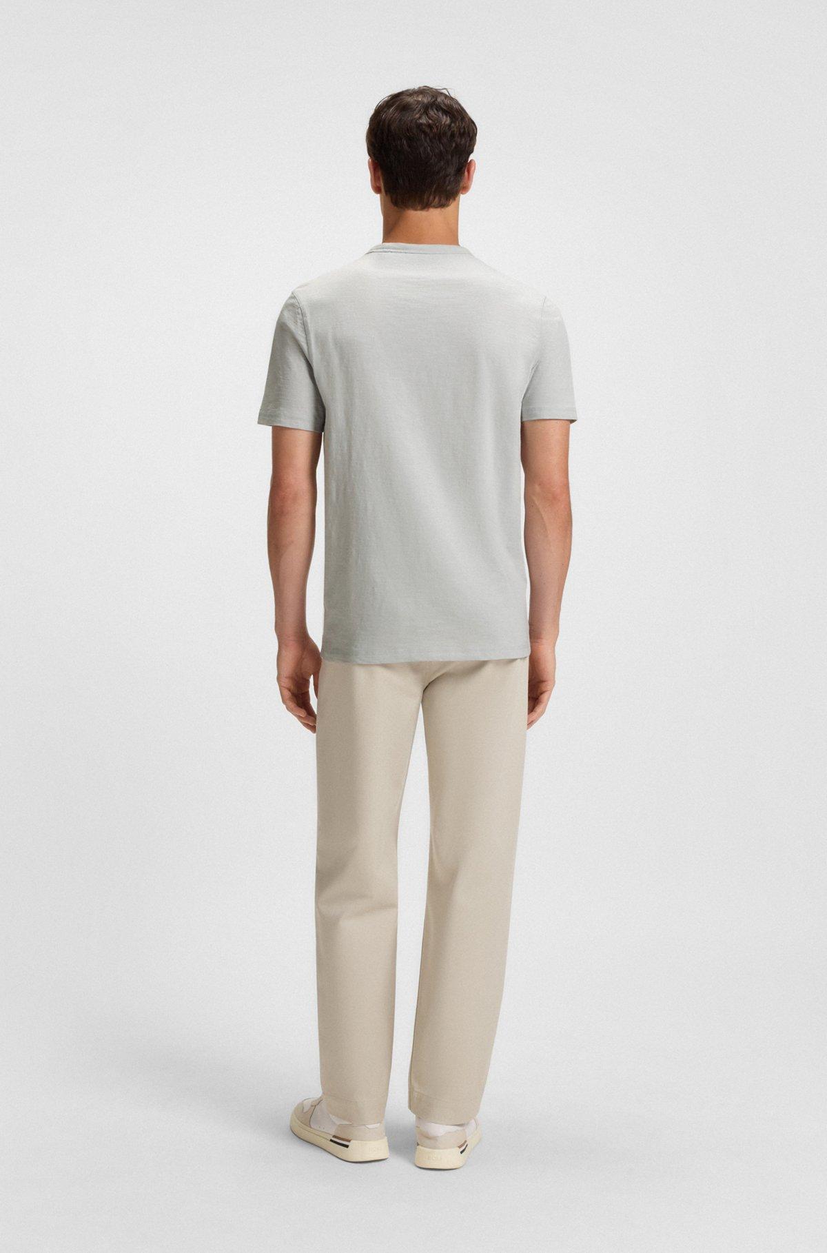 BOSS - Regular-fit T-shirt in cotton with mouline logo - Light Grey Product Image