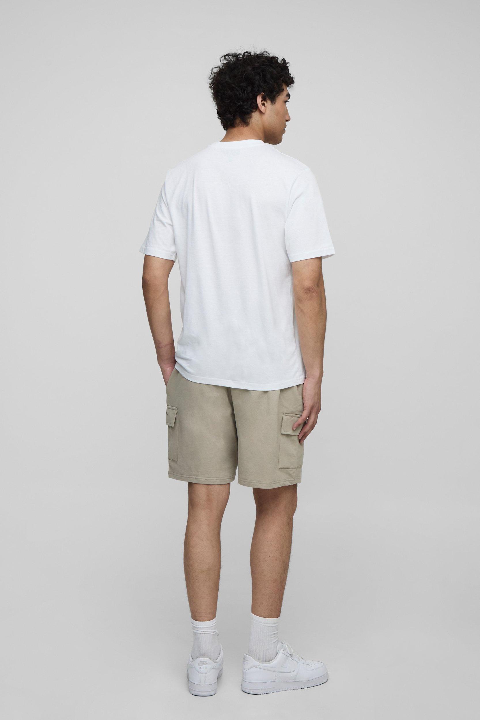Regular Fit MAN. Embroidered T-Shirt and Cargo Short Set | boohooMAN USA Product Image