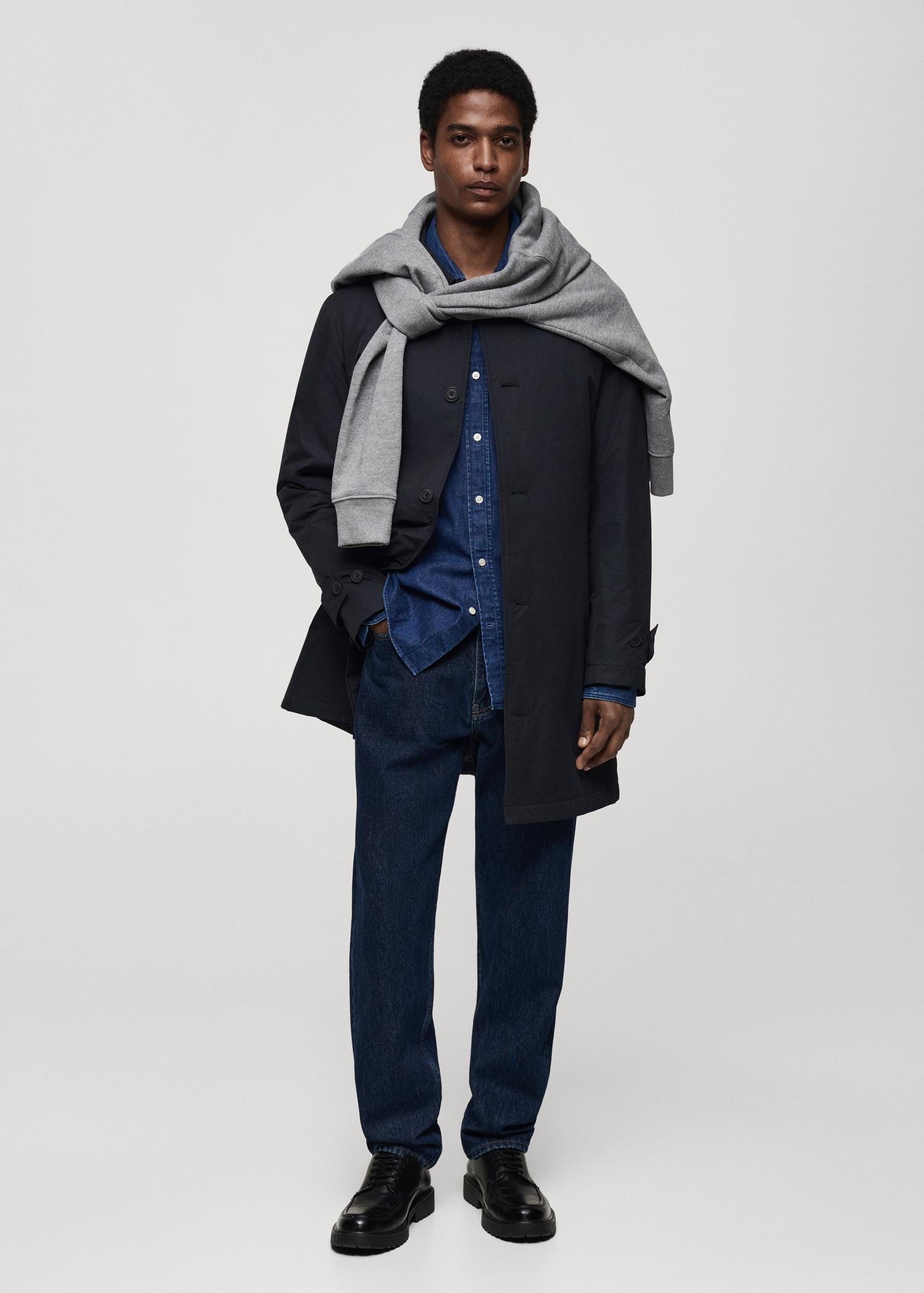 Quilted water-repellent trench coat - Men | MANGO USA Product Image