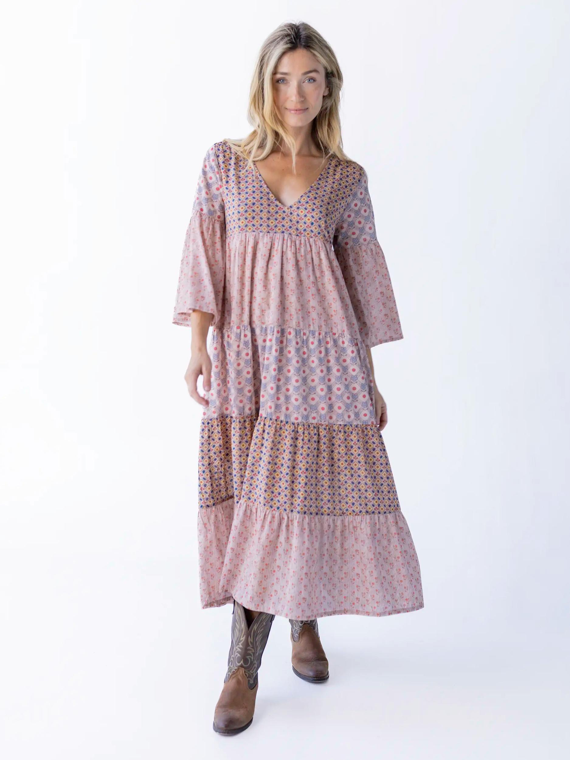 Charlotte Cotton Midi Dress - Wildflower Wonder Product Image