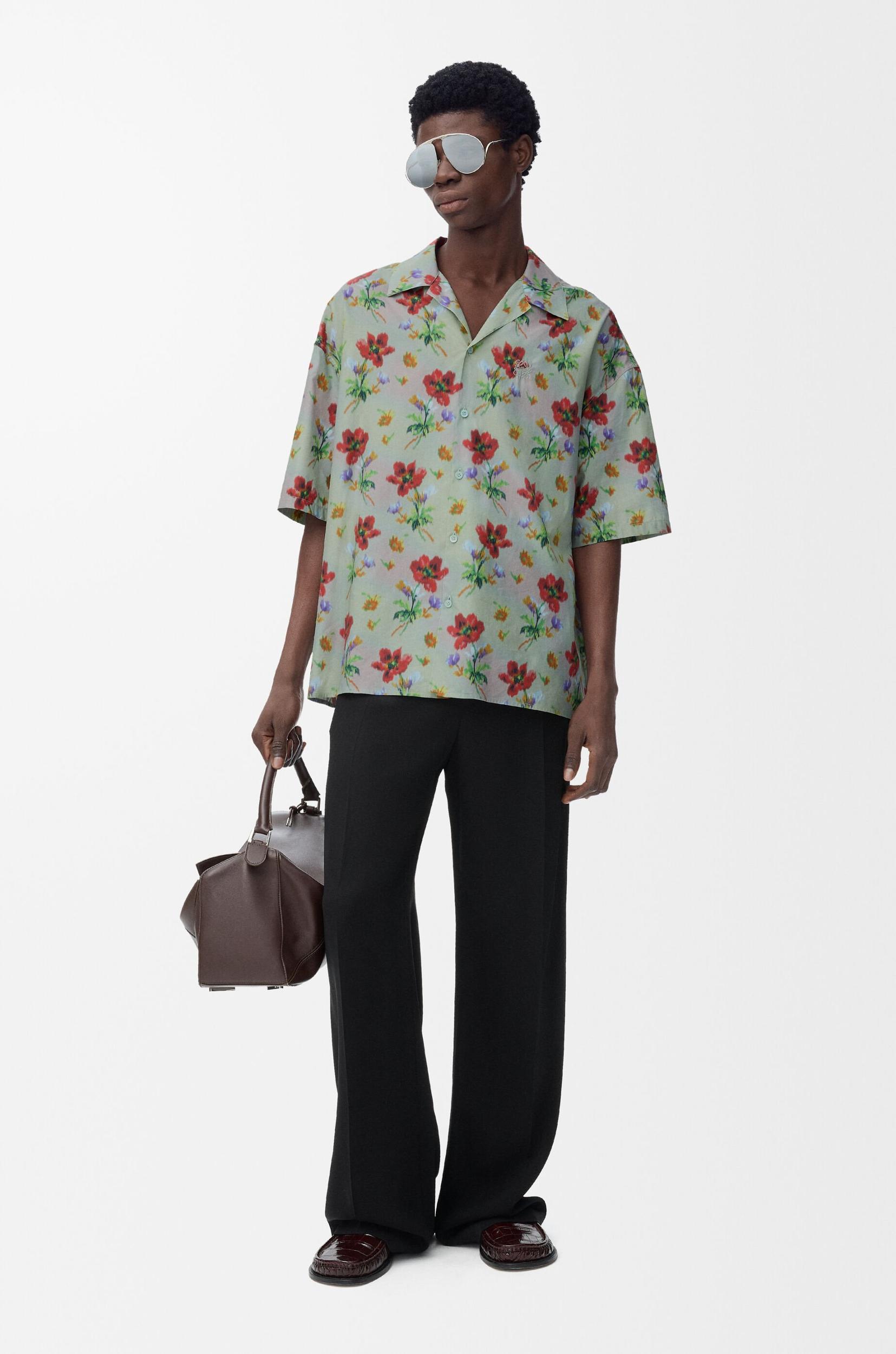 Short sleeve shirt in cotton and silk Product Image