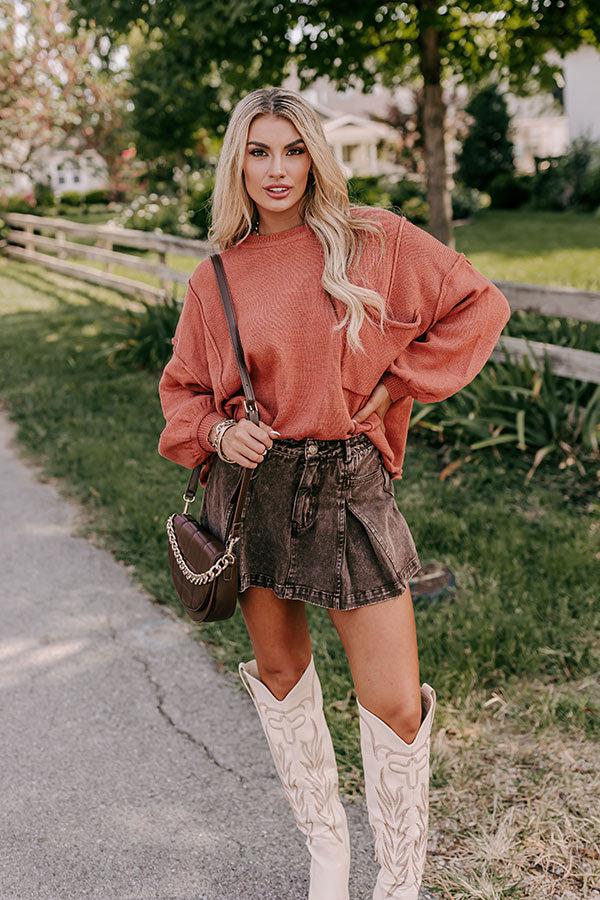 Cappuccino Please Knit Sweater in Rust Product Image