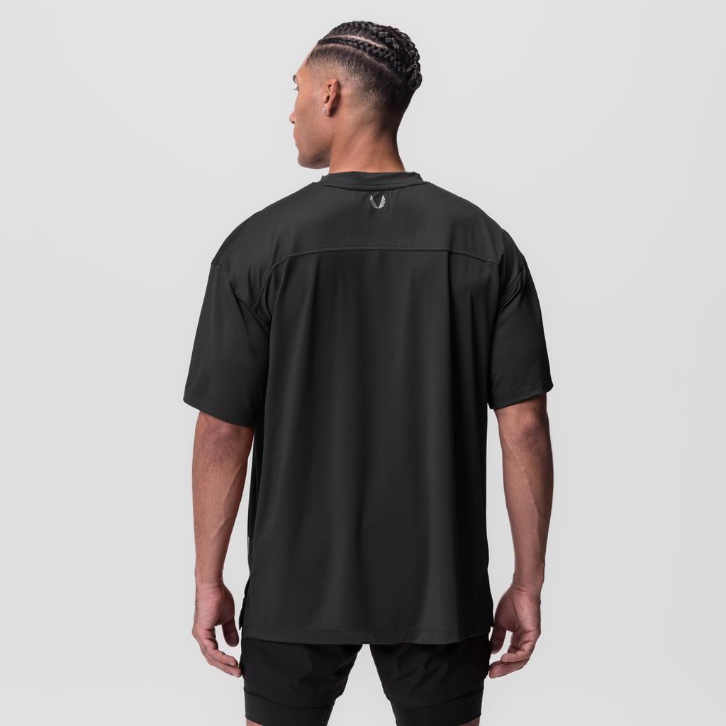 0822. AeroSilver® Oversized Tee - Black "Box Logo" Male Product Image