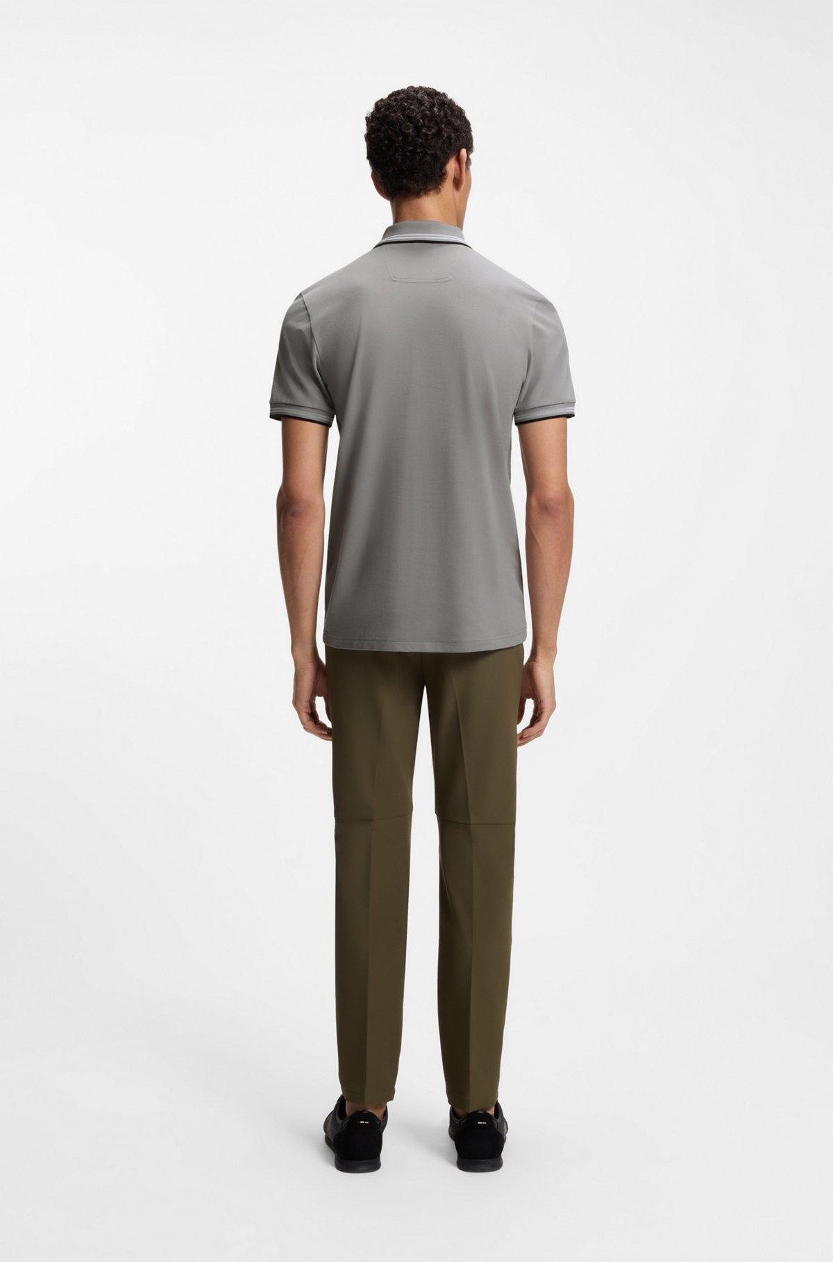 Stretch-cotton slim-fit polo shirt with branding and stripes Product Image