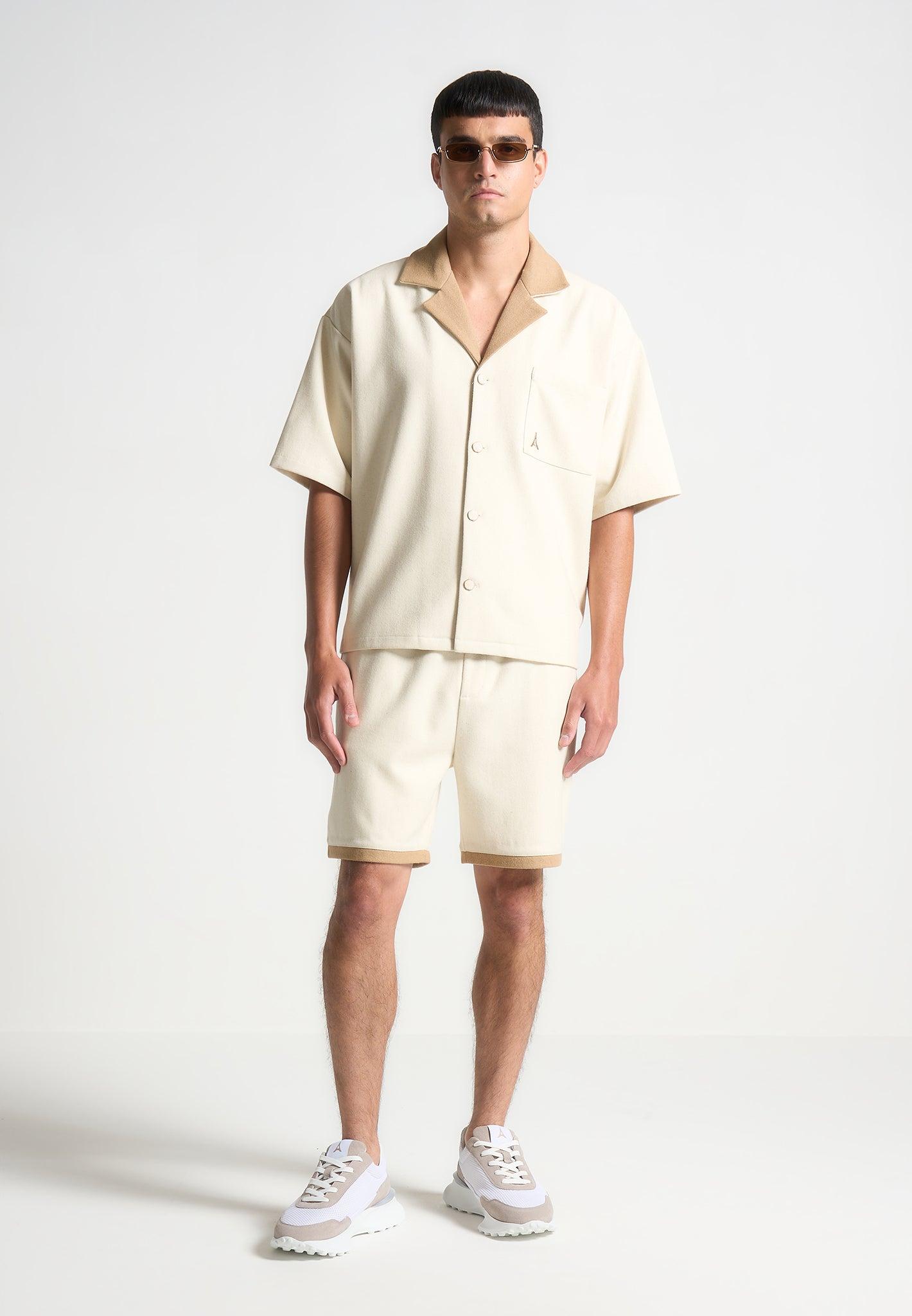 Wool Shorts - Cream/Brown Male Product Image