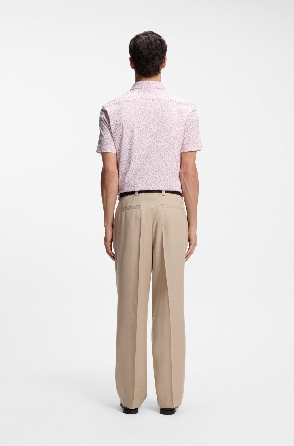 Printed slim-fit shirt in cotton-blend jersey Product Image