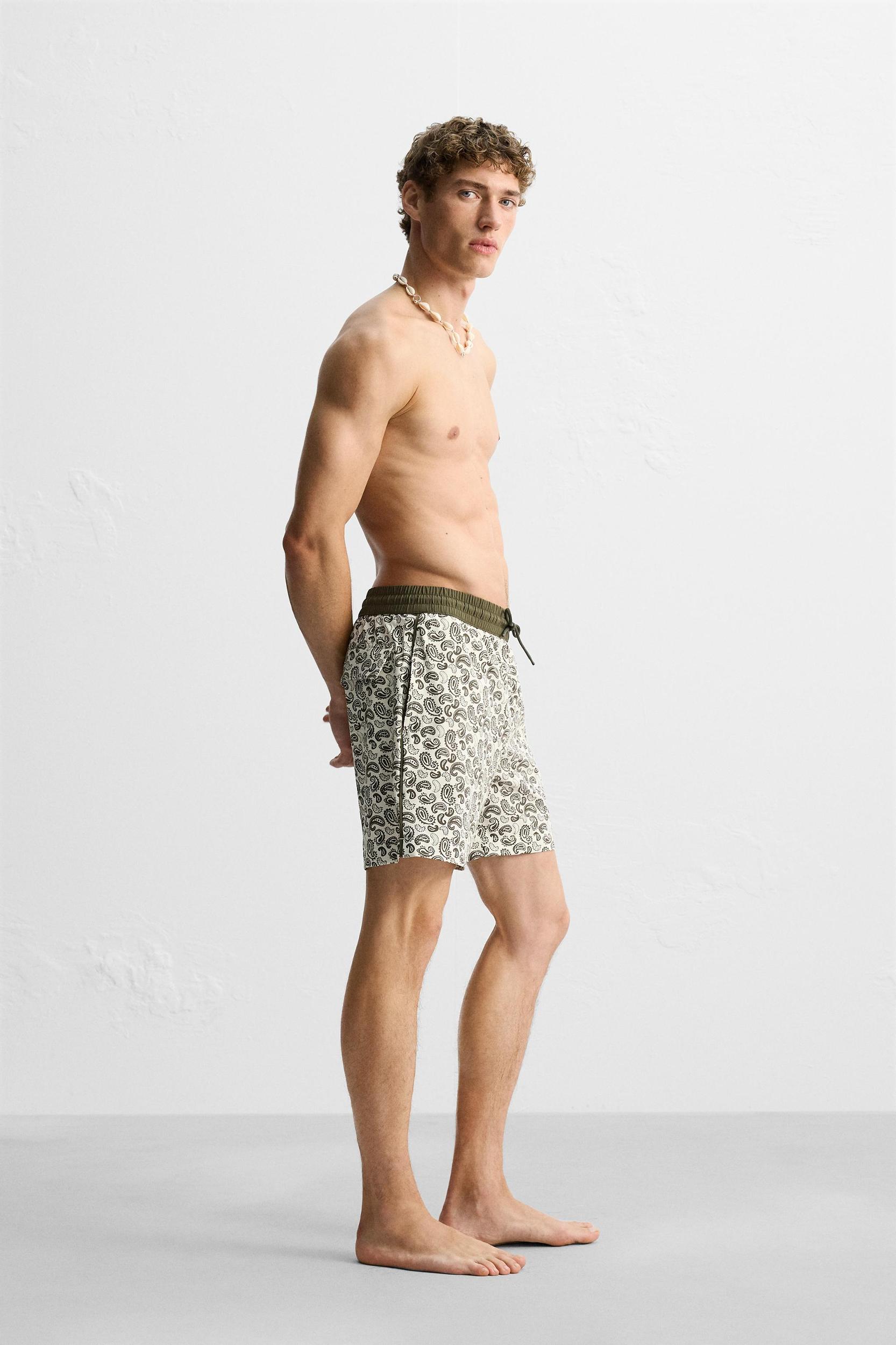 PAISLEY PRINT LONG SWIMMING TRUNKS Product Image