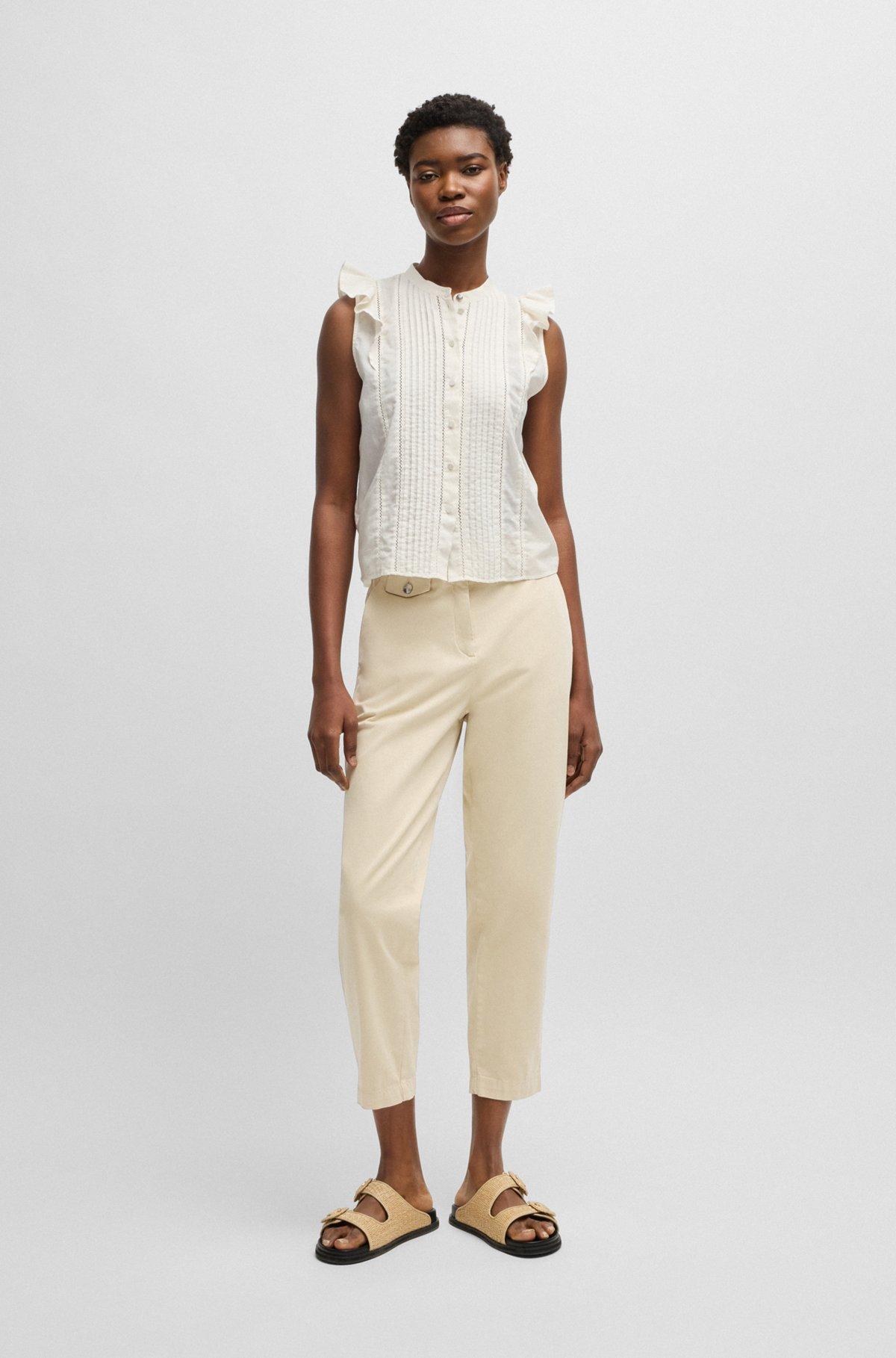 Casual chinos in stretch-cotton satin Product Image