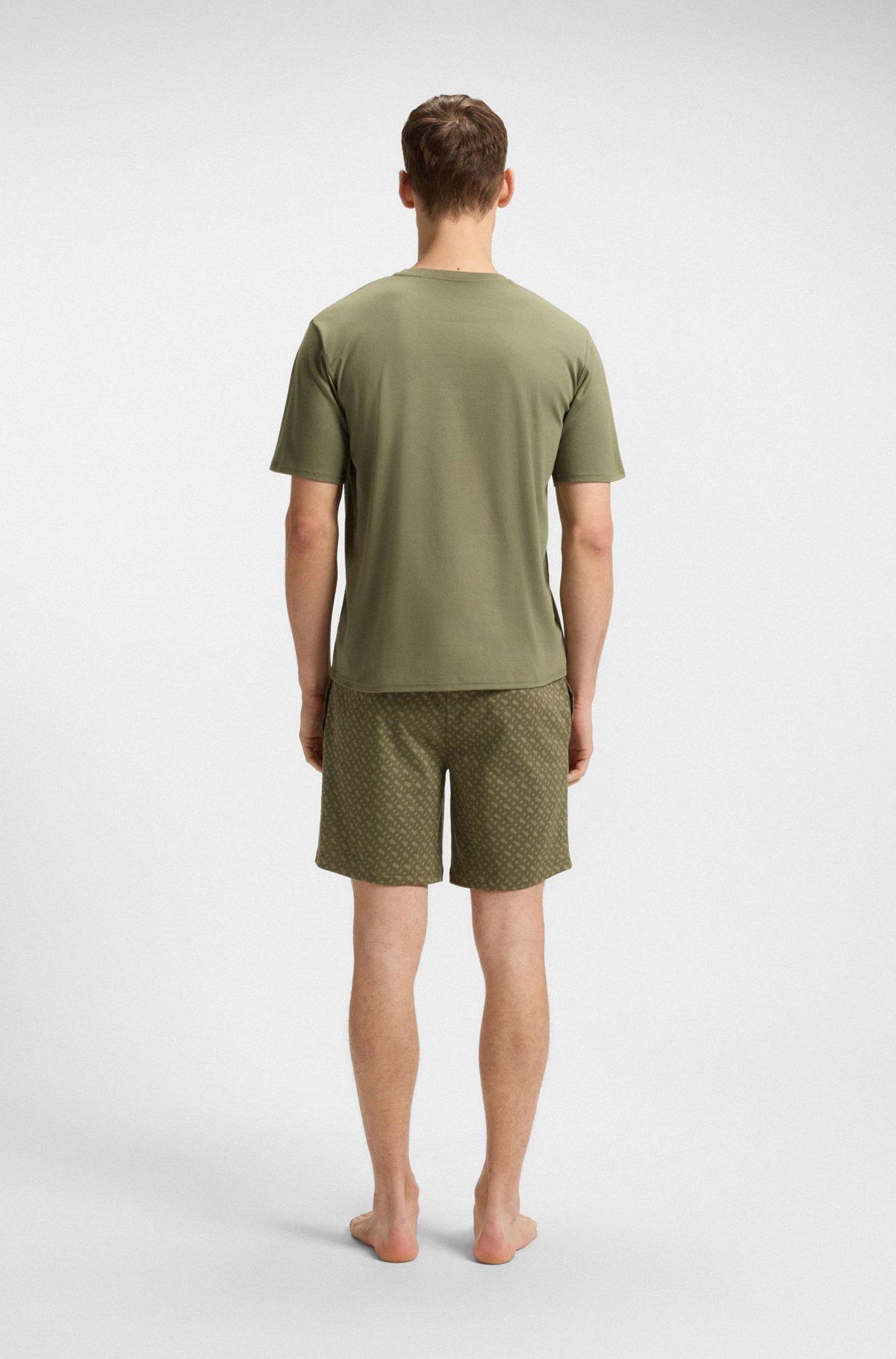 BOSS - Gift-boxed pajamas in cotton with logo and monograms - Light Green Product Image