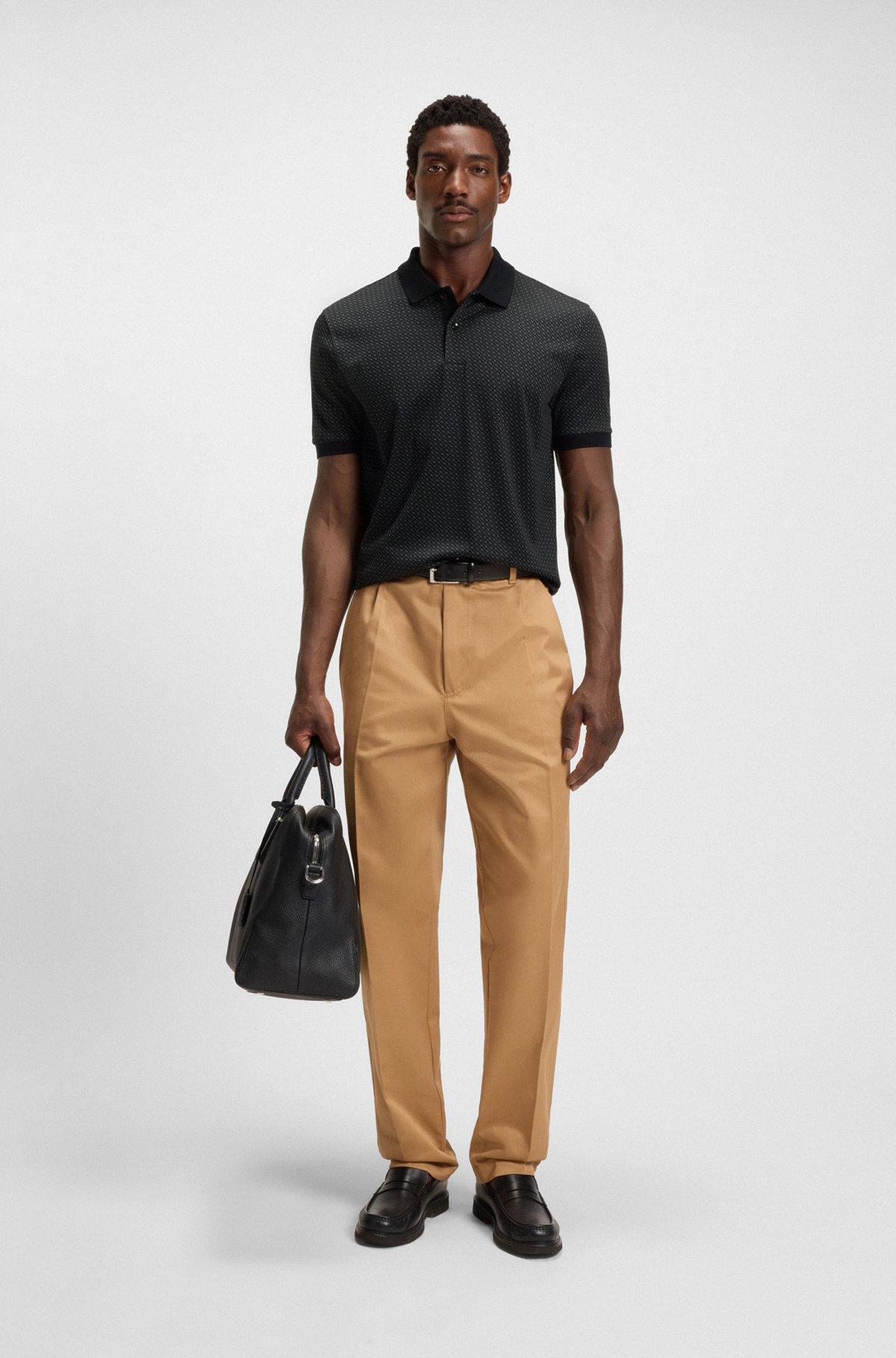 Mercerized-cotton polo shirt with two-tone monograms Product Image