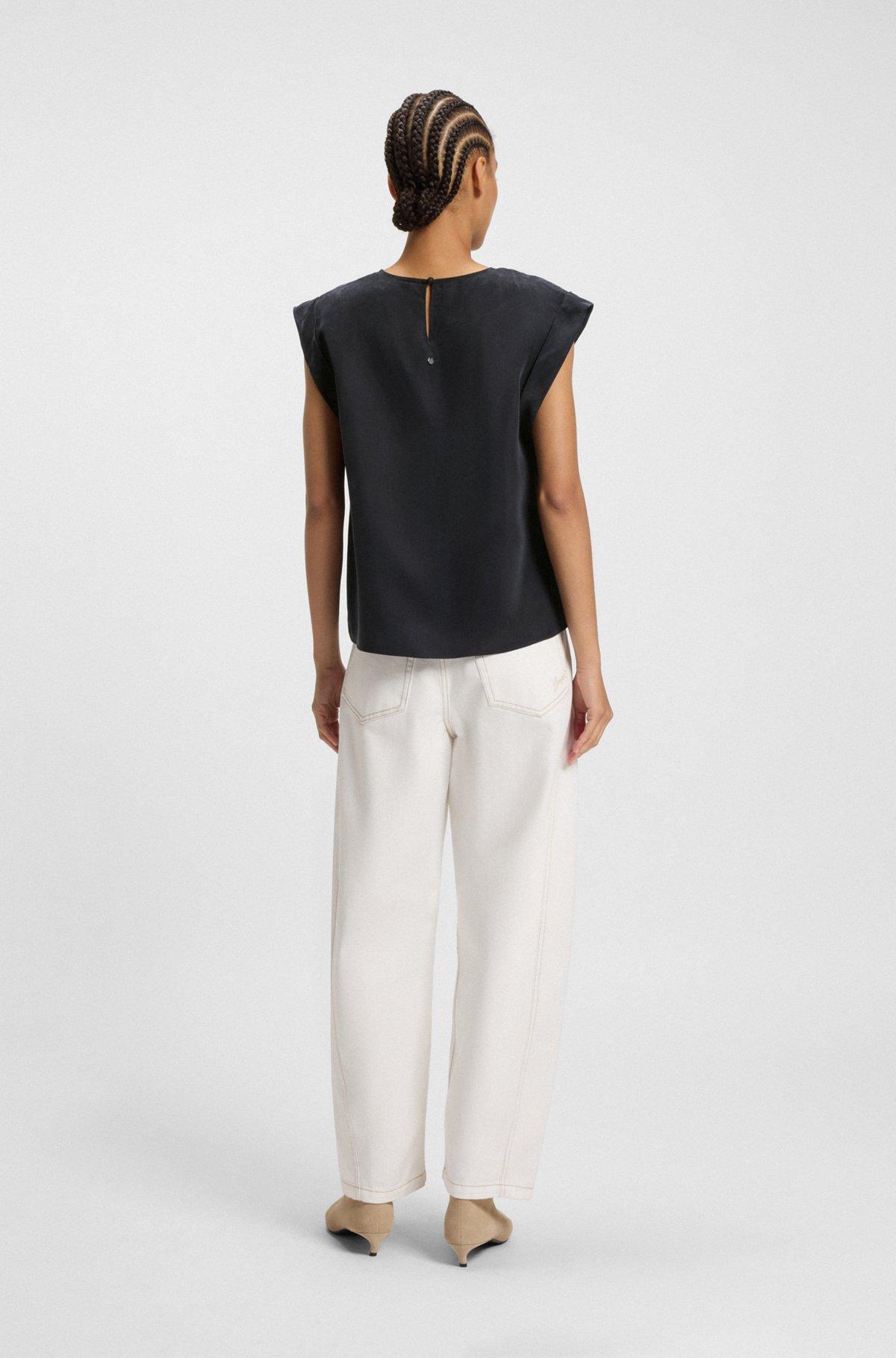 Regular-fit blouse with rear keyhole closure Product Image