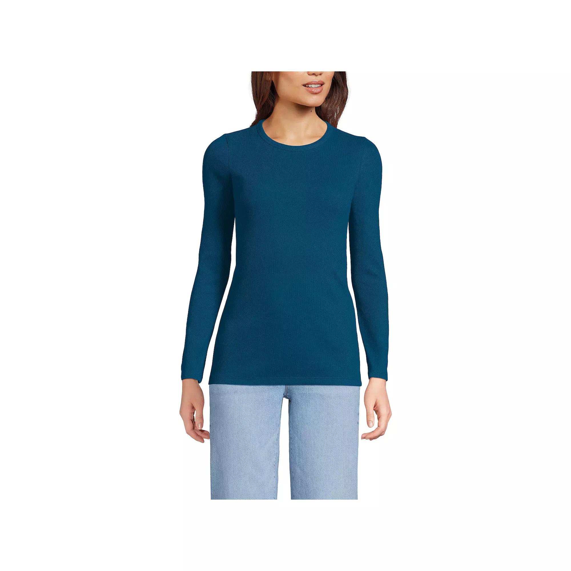 Women's Tall Lands' End Long Sleeve Micro Rib Tee,  Product Image