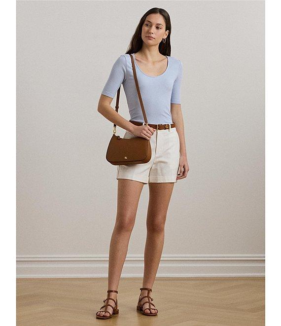 Lauren Ralph Lauren Cotton Blend Rib-Knit Scoop Neck Elbow Sleeve Tee Product Image