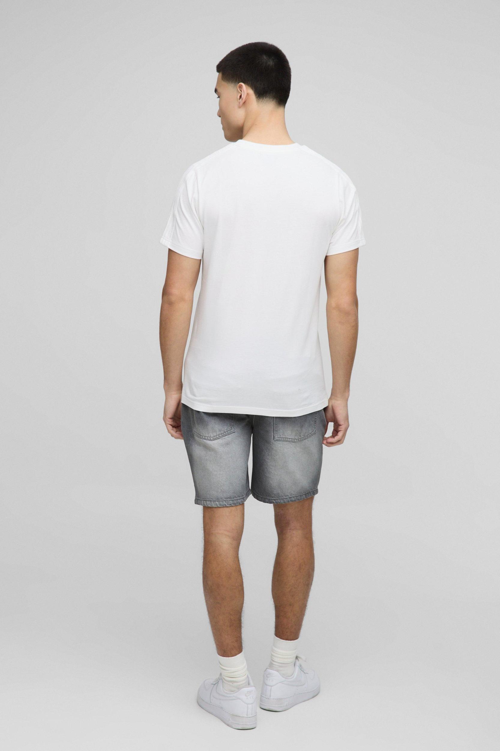 Slim Rigid Jean Shorts In Stonewashed Grey | boohooMAN USA Product Image