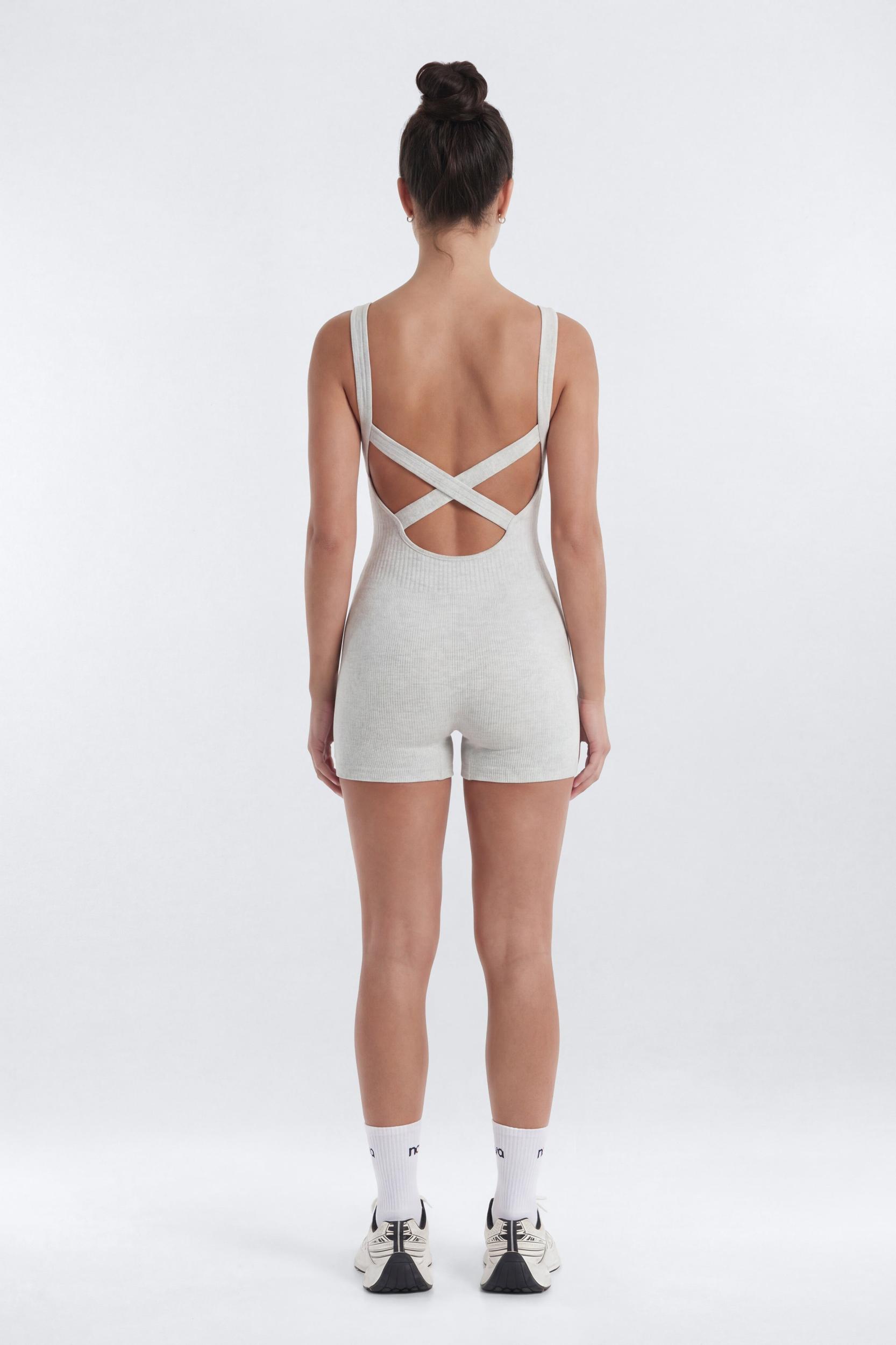 CottonFlex™ Low Back Sports Romper - Heather Grey Female Product Image