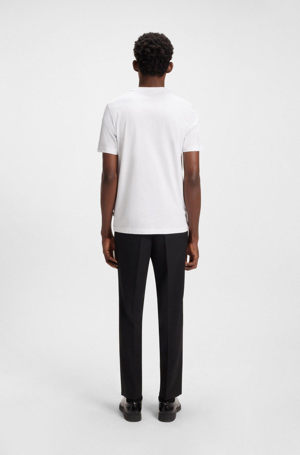 BOSS - Cotton-jersey T-shirt with floral artwork - White Product Image