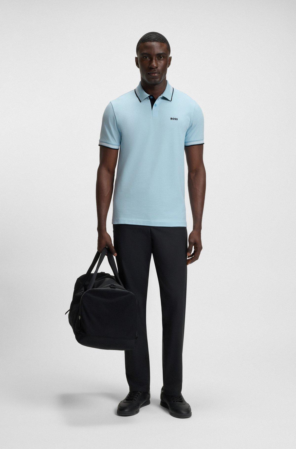 Stretch-cotton slim-fit polo shirt with branding Product Image