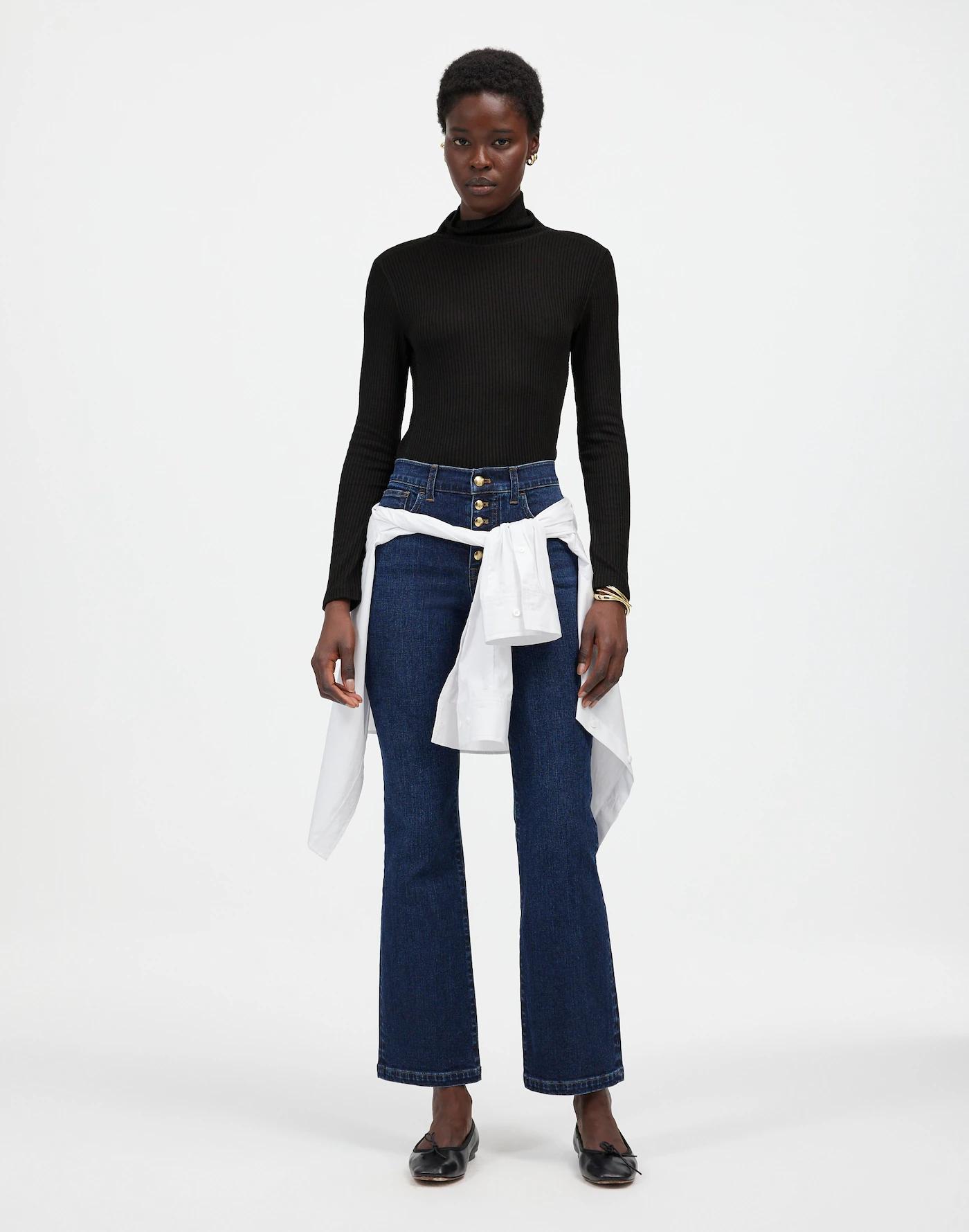 Ribbed Turtleneck Long-Sleeve Tee Product Image