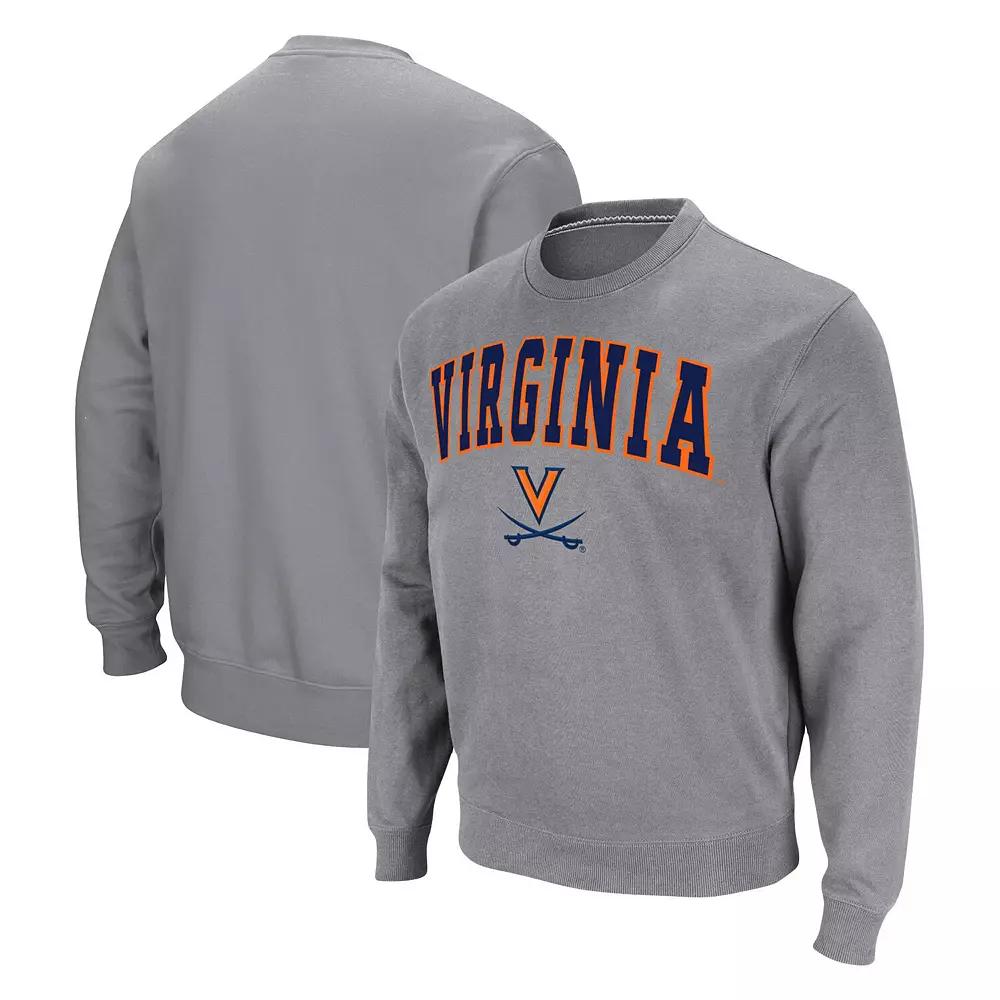 Men's Colosseum Heather Gray Virginia Cavaliers Arch & Logo Pullover Sweatshirt,  Product Image