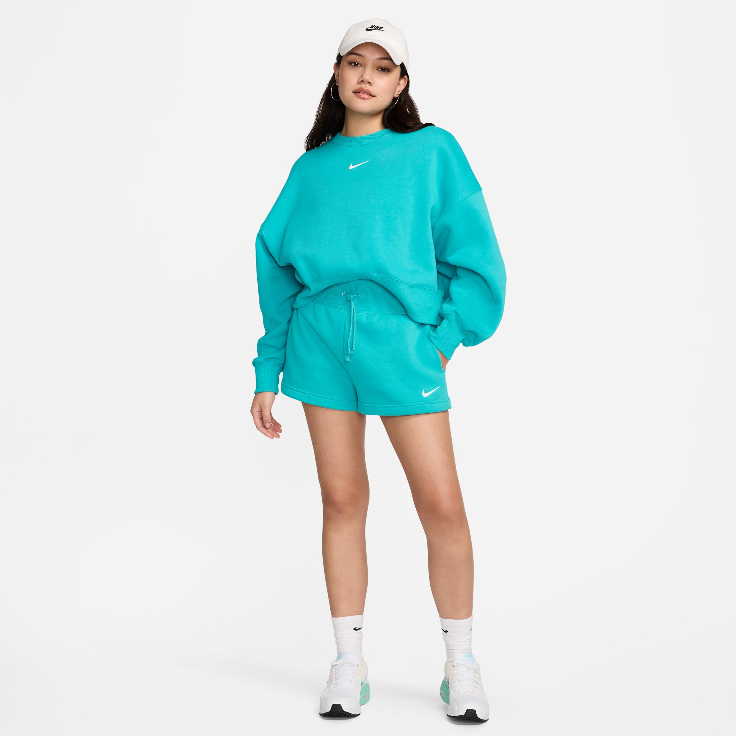 Nike Womens Nike Fleece HR Shorts - Womens Sail/Stadium Green Product Image