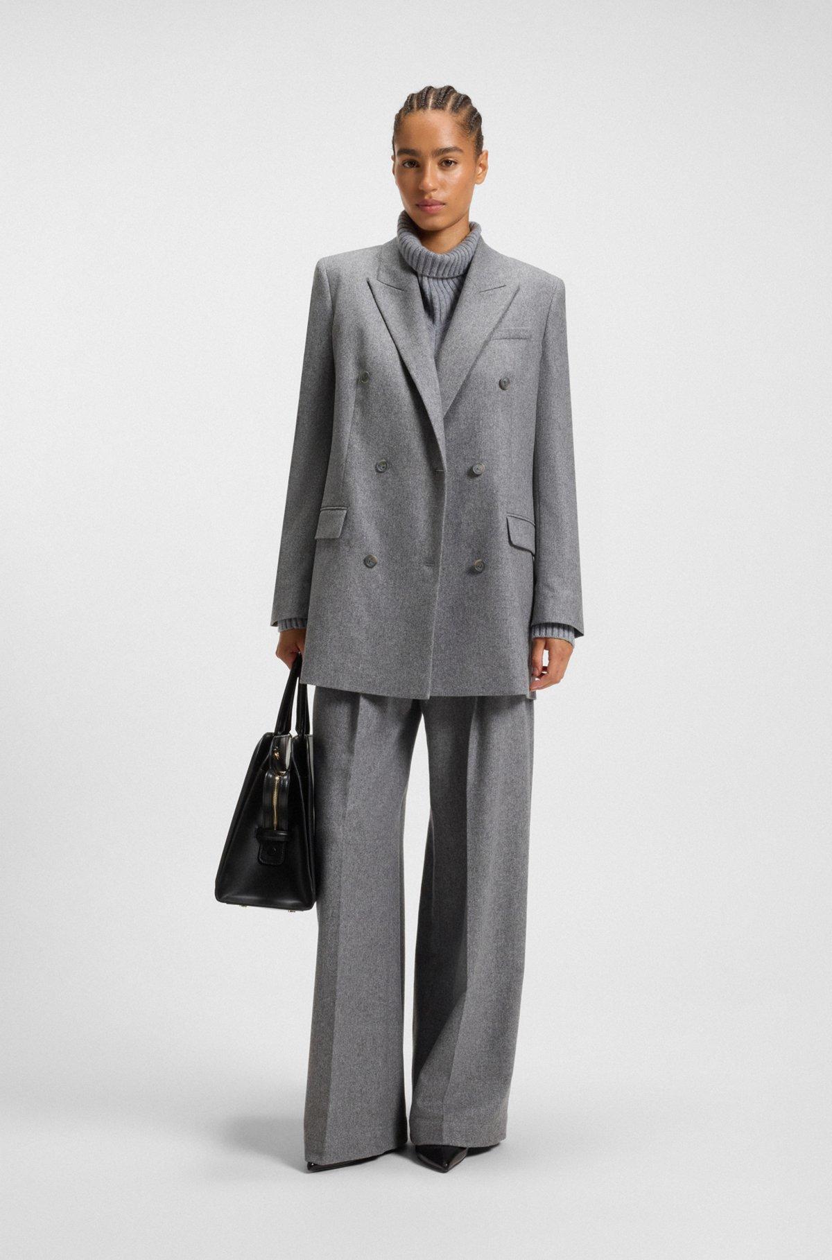 Regular-fit long-length blazer in soft flannel Product Image