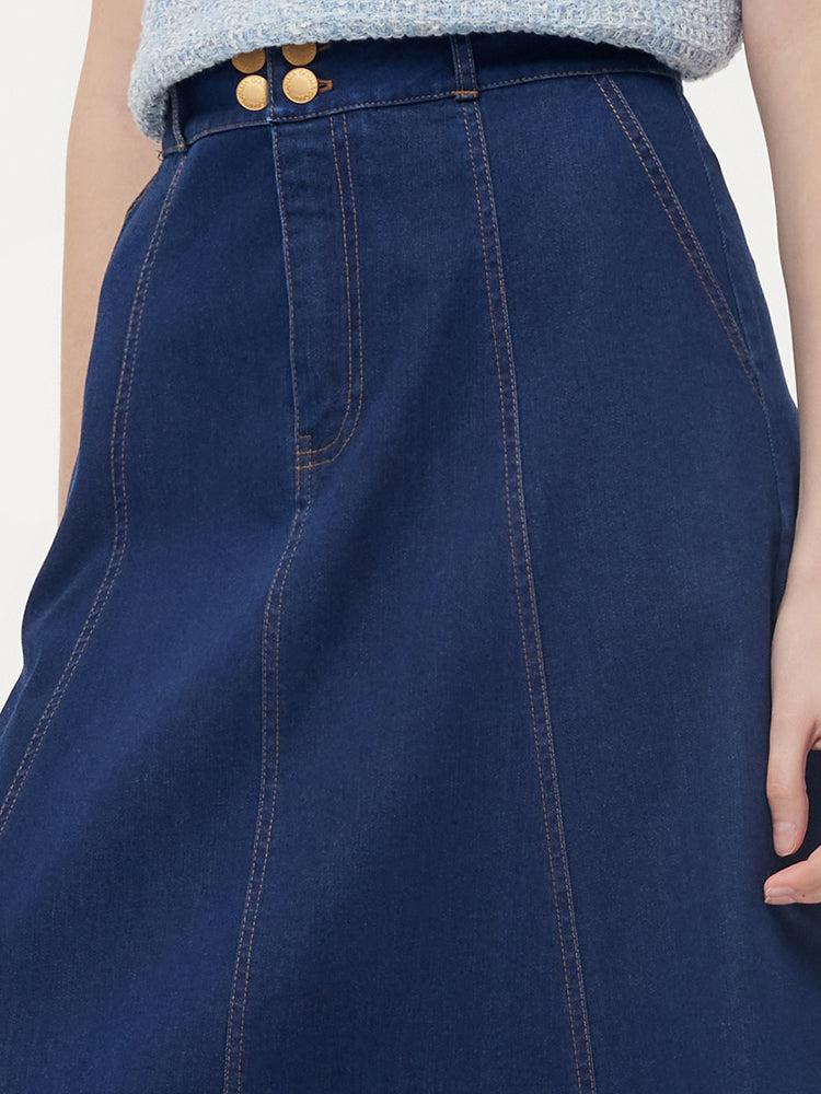 Denim A-Line Adjustable Waist Women Skirt Product Image