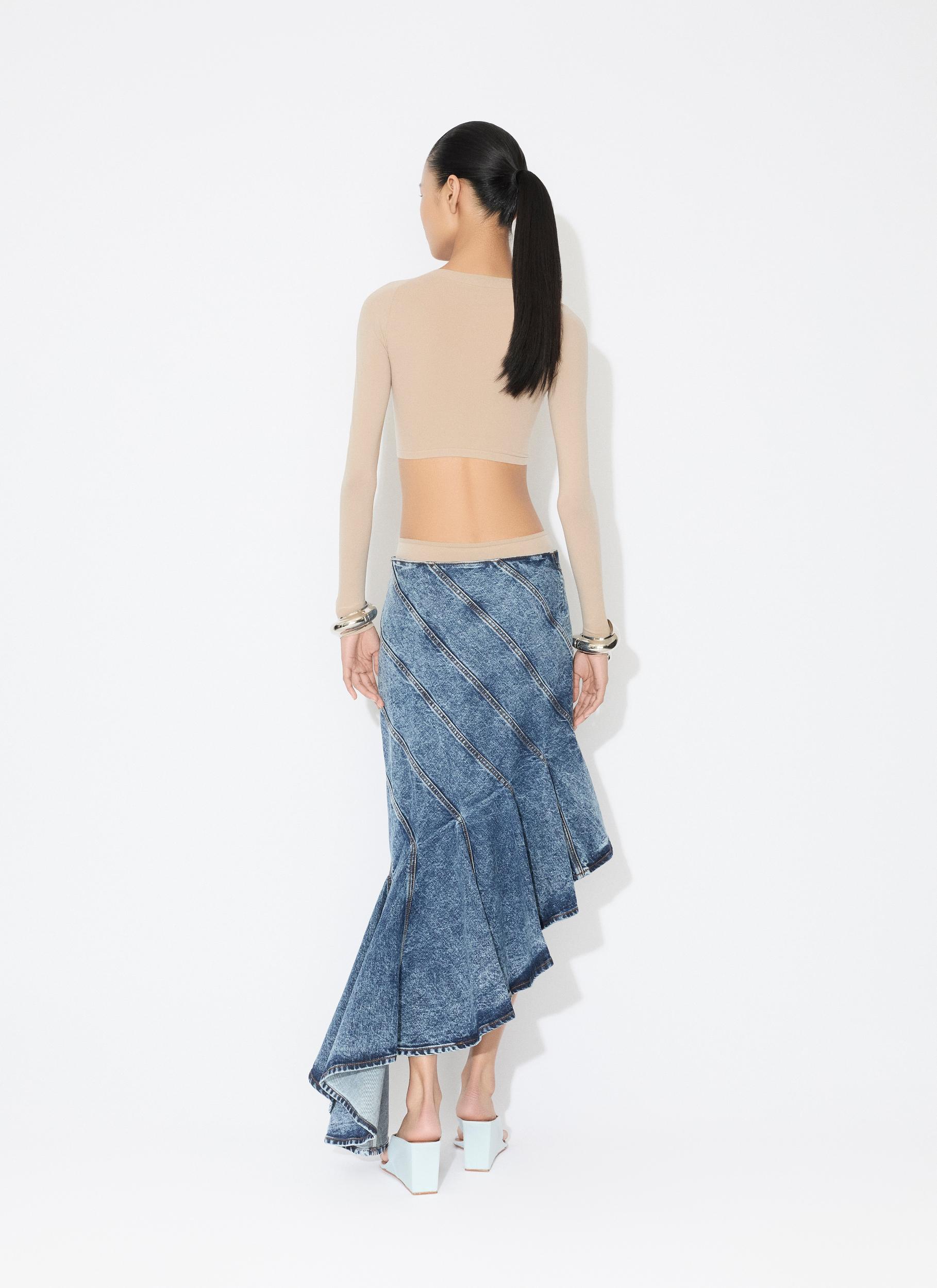 BLUE DENIM SPIRAL SKIRT Product Image