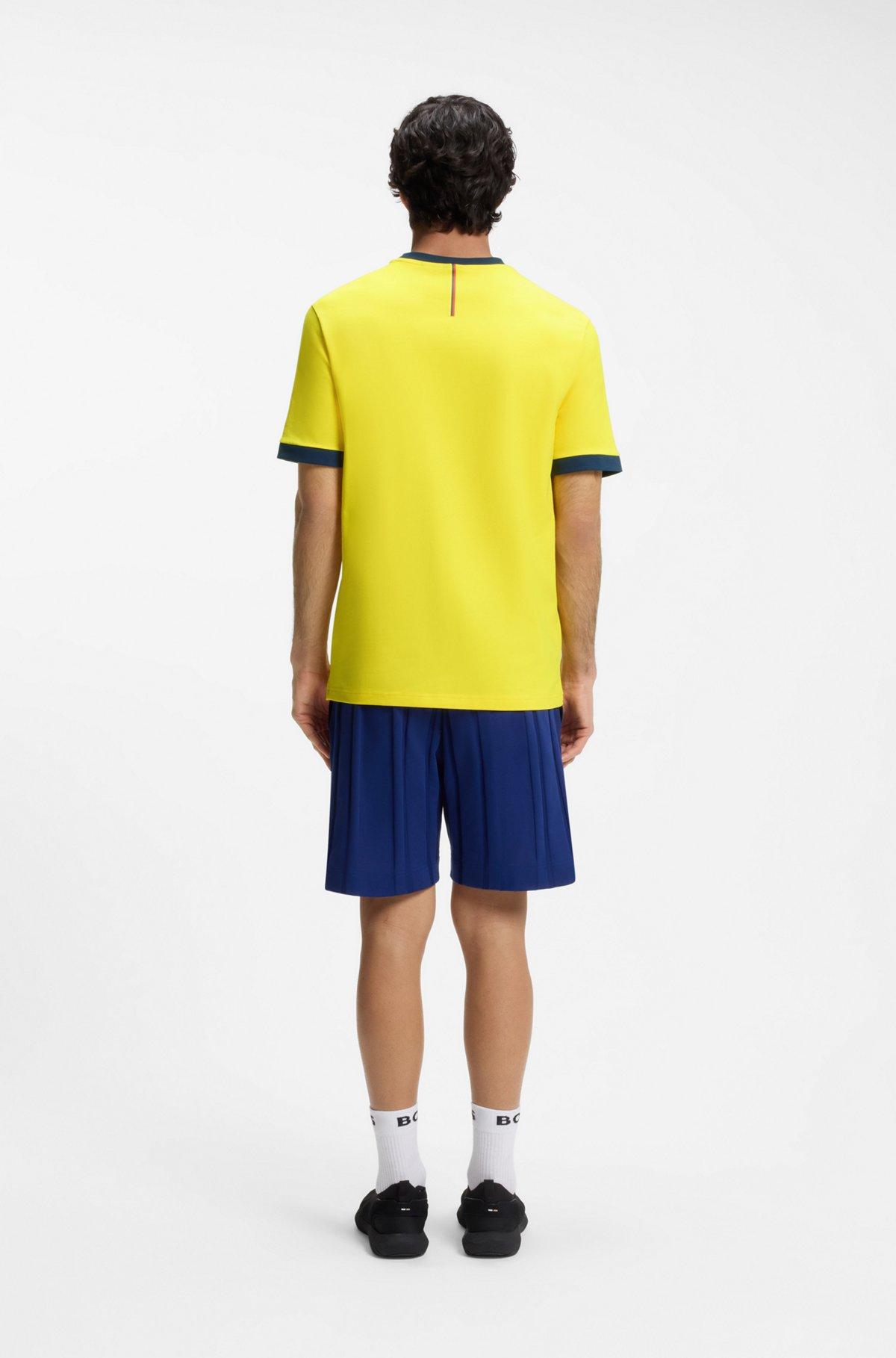 Stretch-cotton T-shirt with country flag and logo Product Image