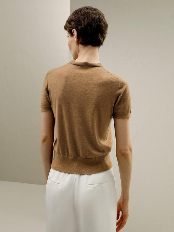 LILYSILK Short Sleeve Cashmere Jumper for Women Black 100% A-Grade Cashmere Soft Round Neck T-Shirt M Product Image