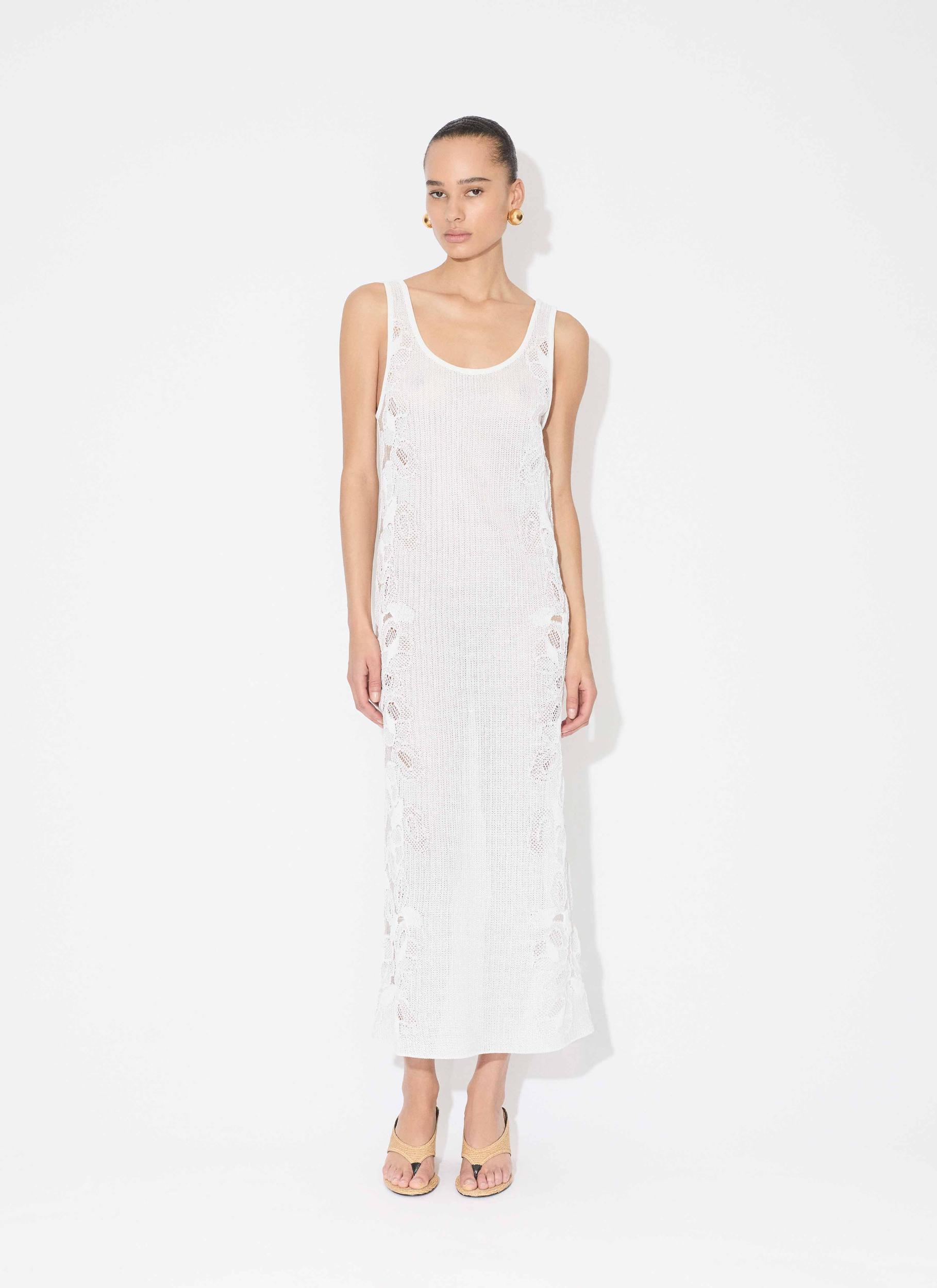 WHITE GUIPURE LACE FLOWER DRESS Product Image