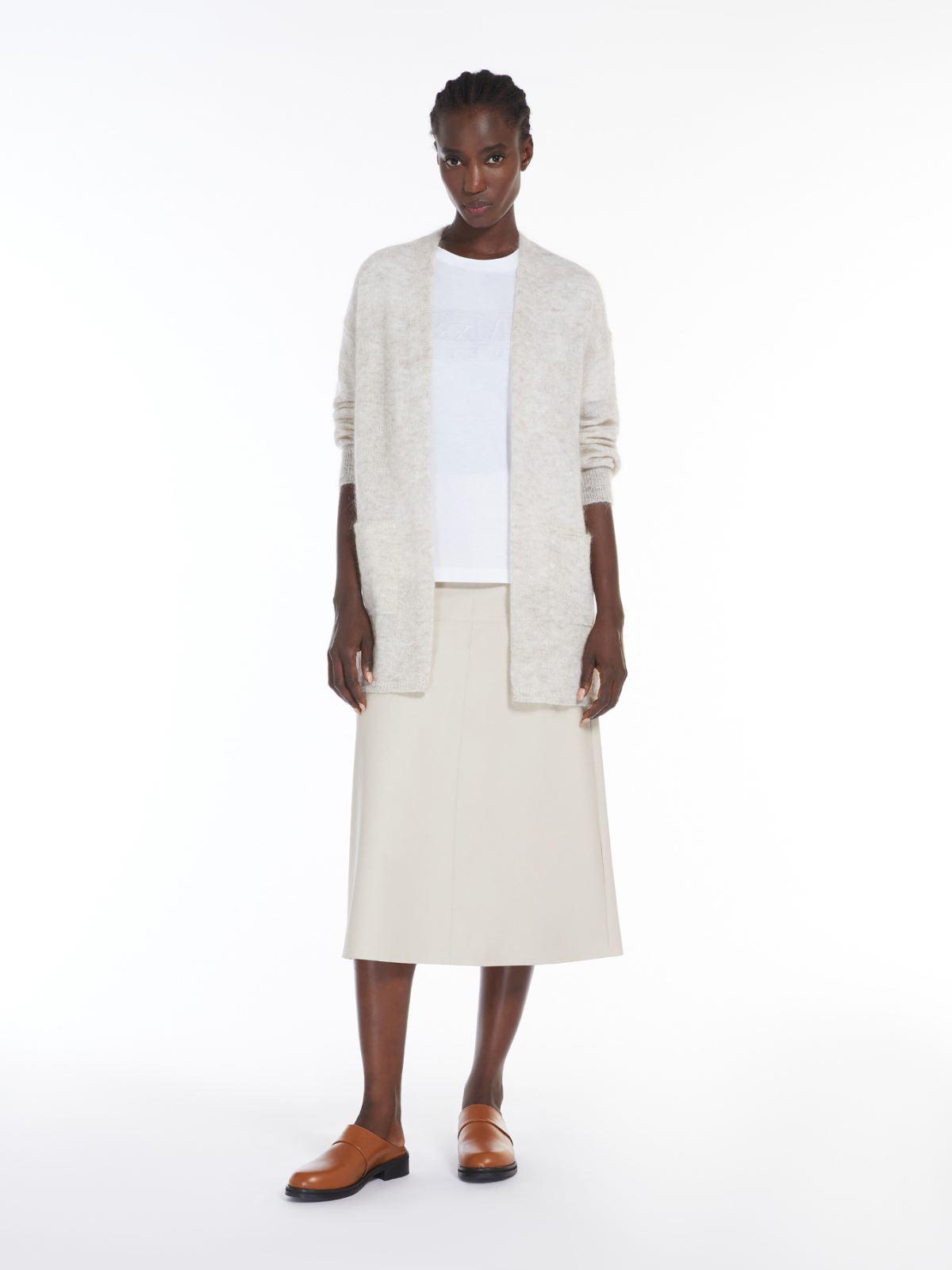 Max Mara Scilli Coated Jersey Midi Skirt in Beige Product Image