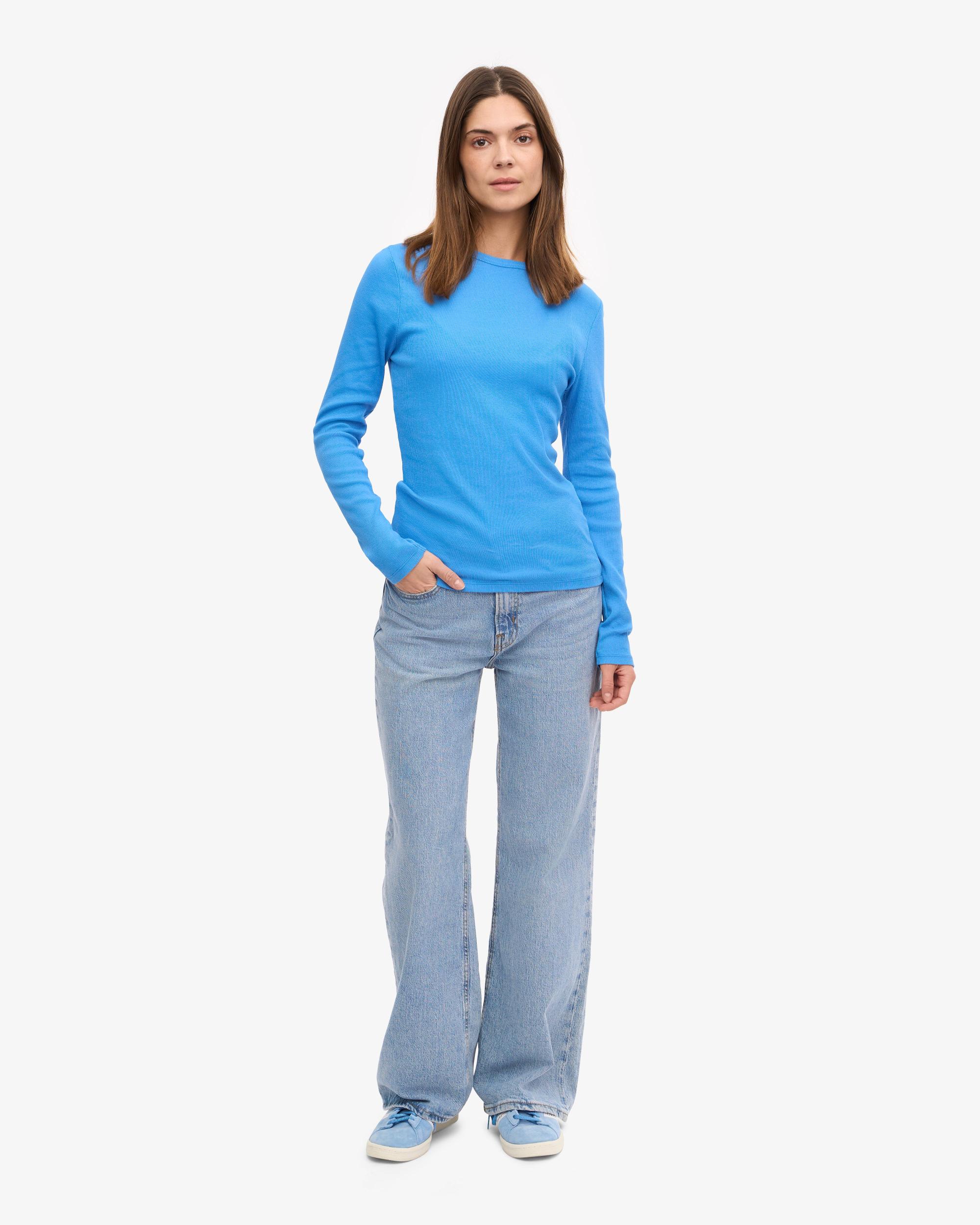 Women Organic Rib LS T-Shirt - Pacific Blue Product Image