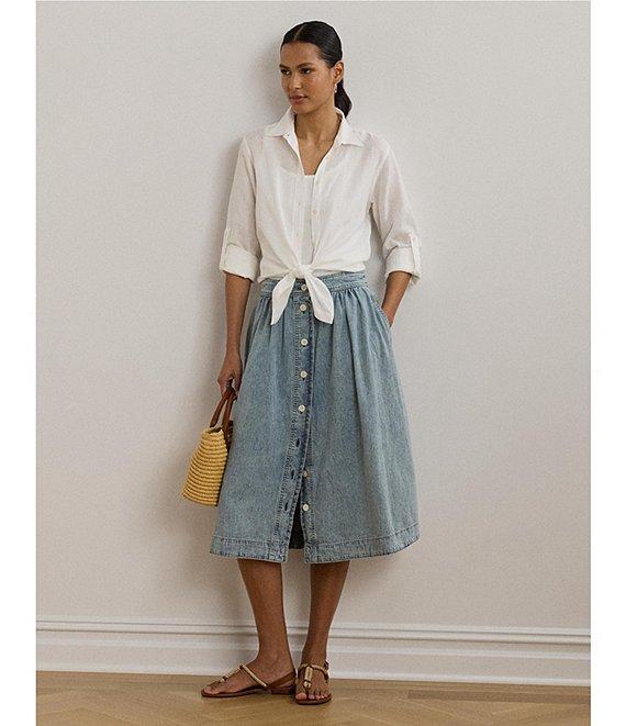 Lauren Ralph Lauren Stretch Denim A-Line Skirt Product Image