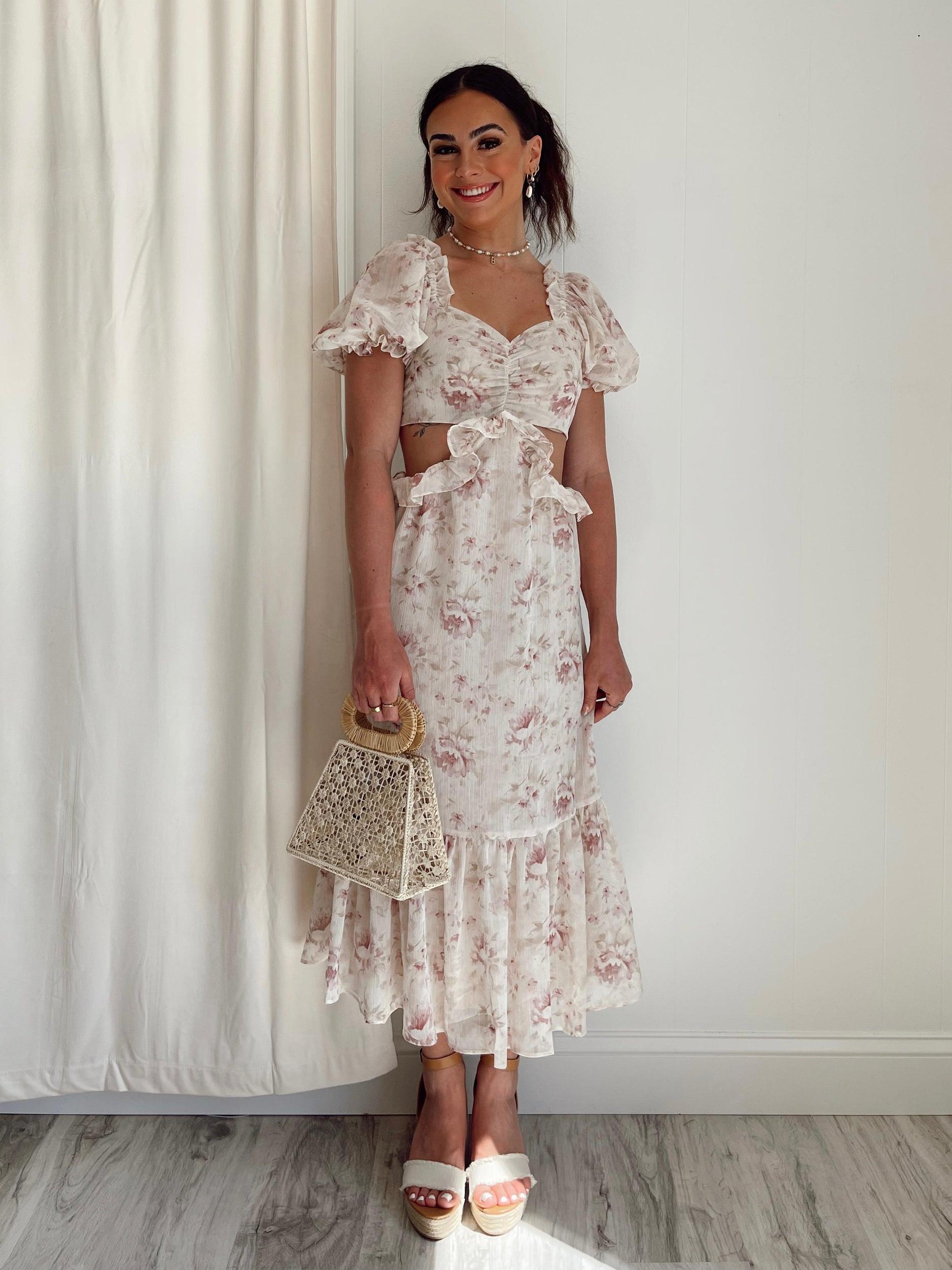 En Saison Kika Floral Cut Out Midi Dress FINAL SALE Product Image