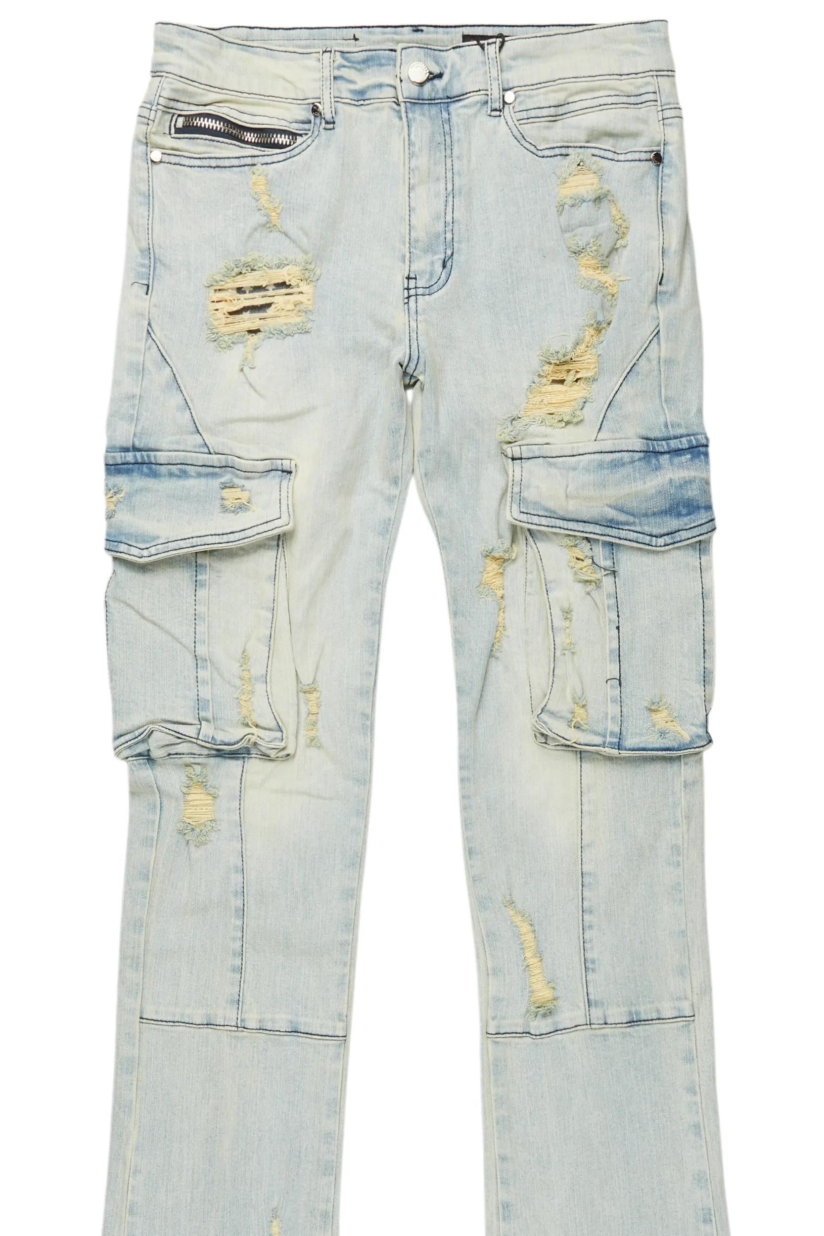 Boys Adalee Blue Stacked Flare Jean Boys Product Image