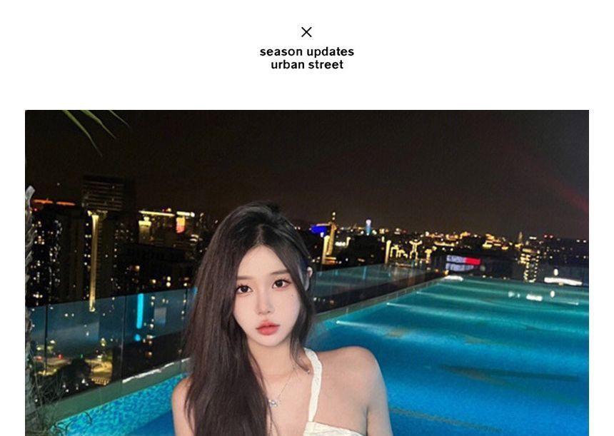 Set: Plain Bikini Top + Cover Up Skirt Product Image